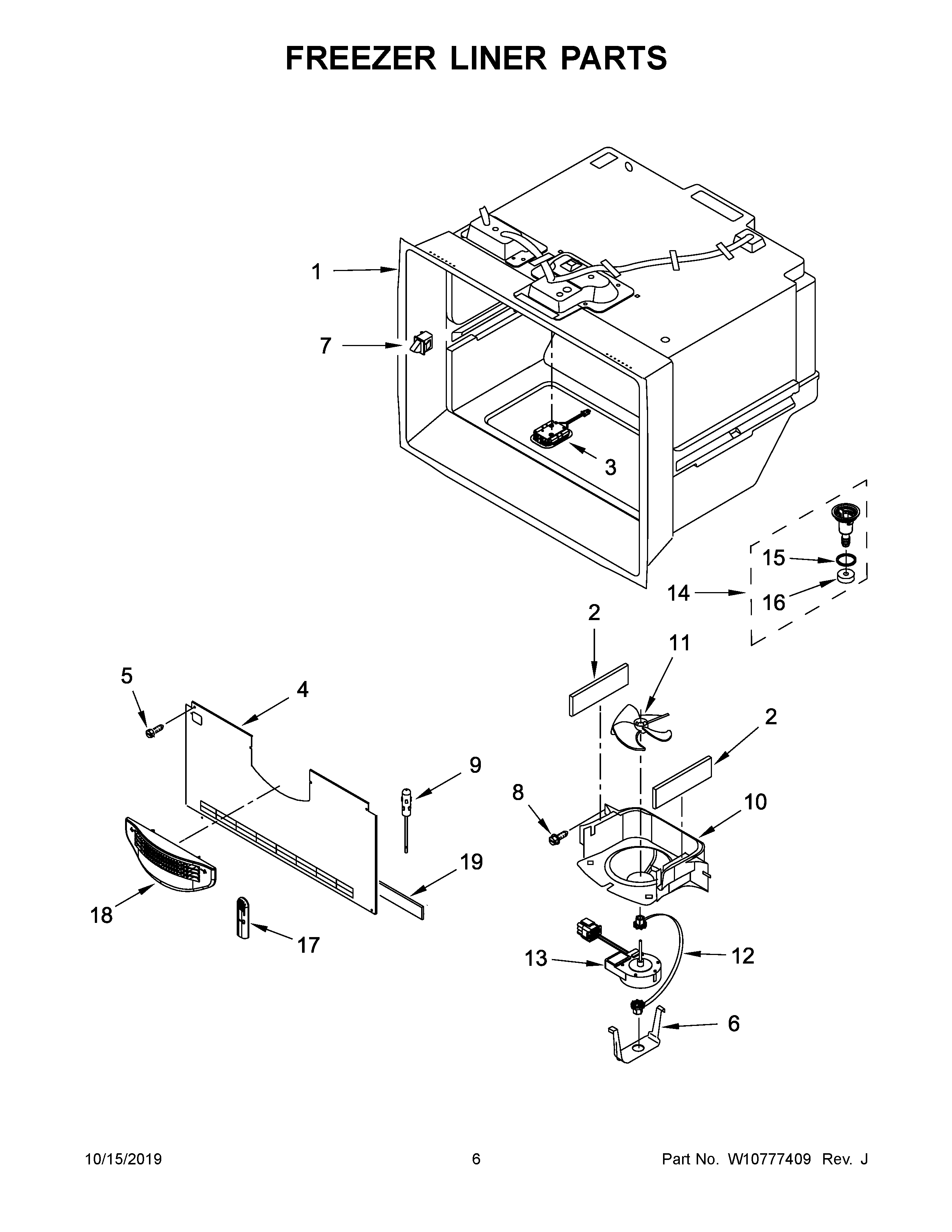 KitchenAid KRMF706ESS00 freezer liner parts diagram