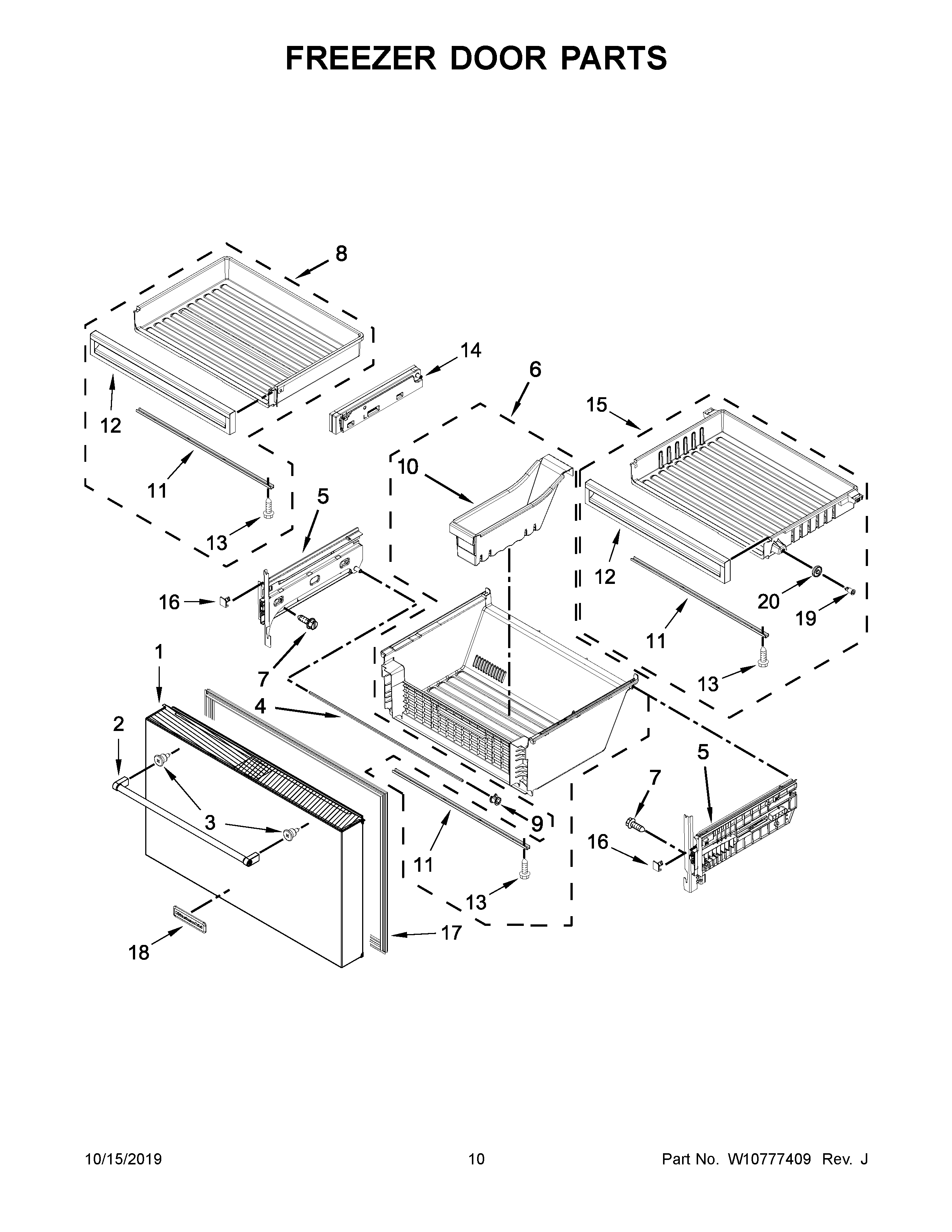 KitchenAid KRMF706ESS00 freezer door parts diagram