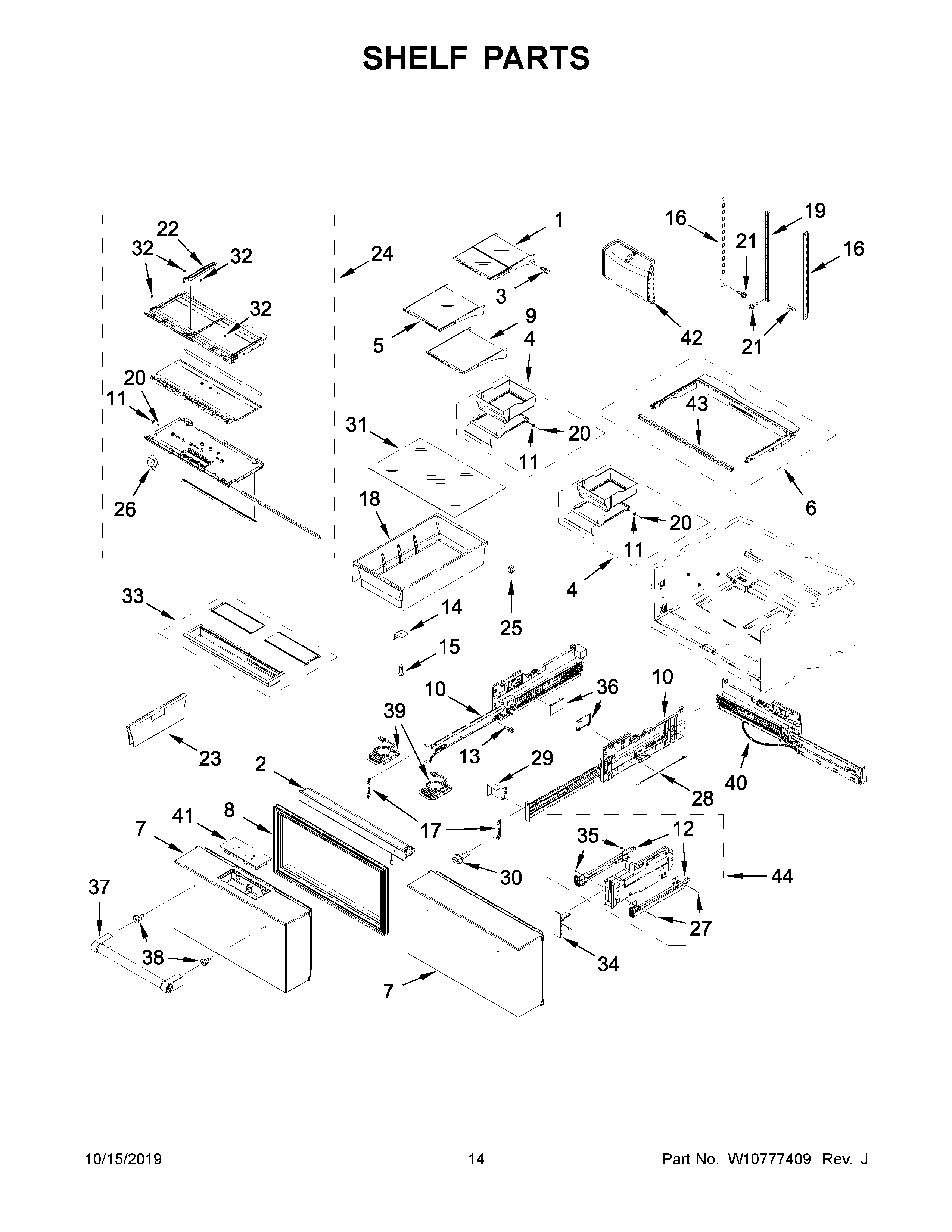 KitchenAid KRMF706ESS00 shelf parts diagram