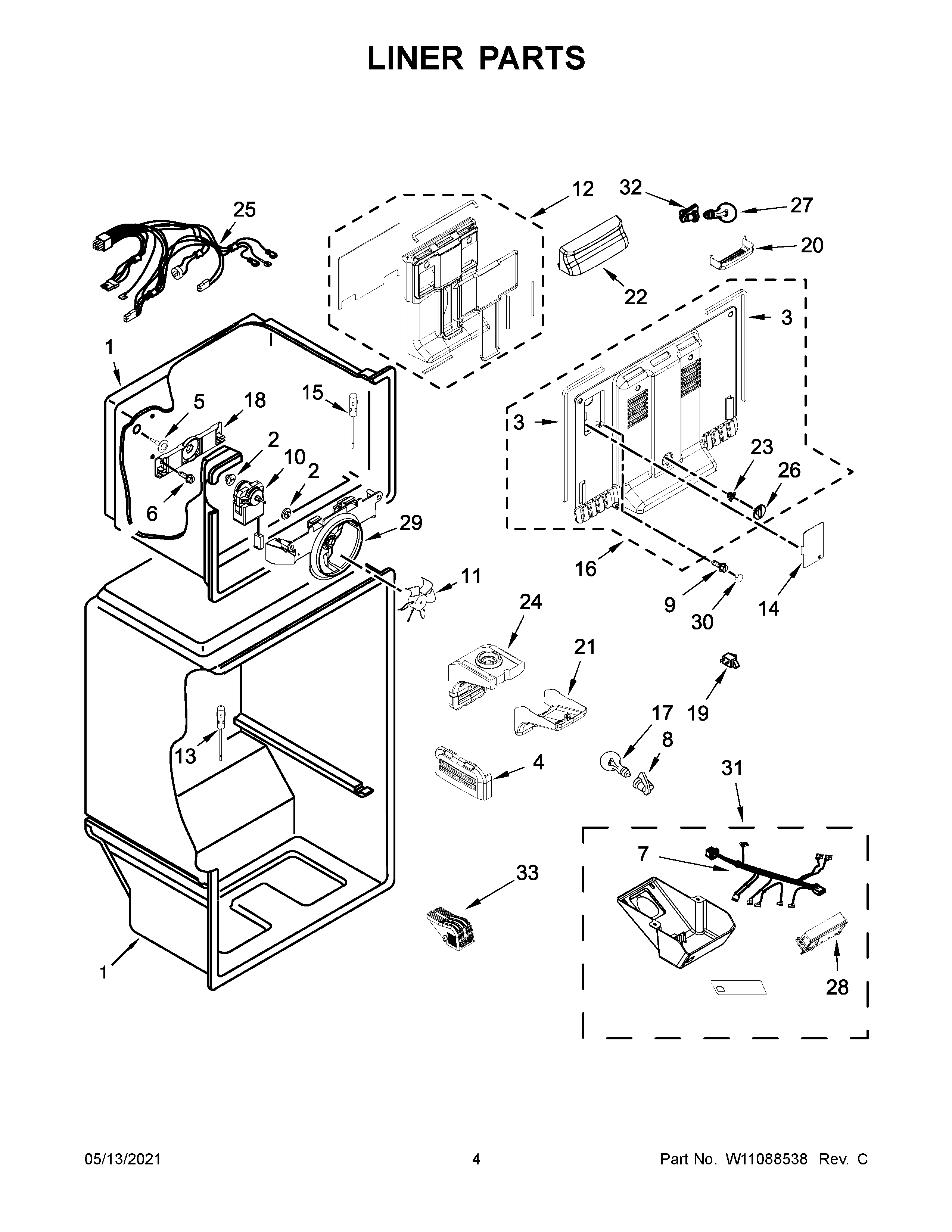 Maytag MRT118FFFE01 liner parts diagram