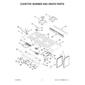 KitchenAid KFGC558JYP00 cooktop, burner and grate parts diagram