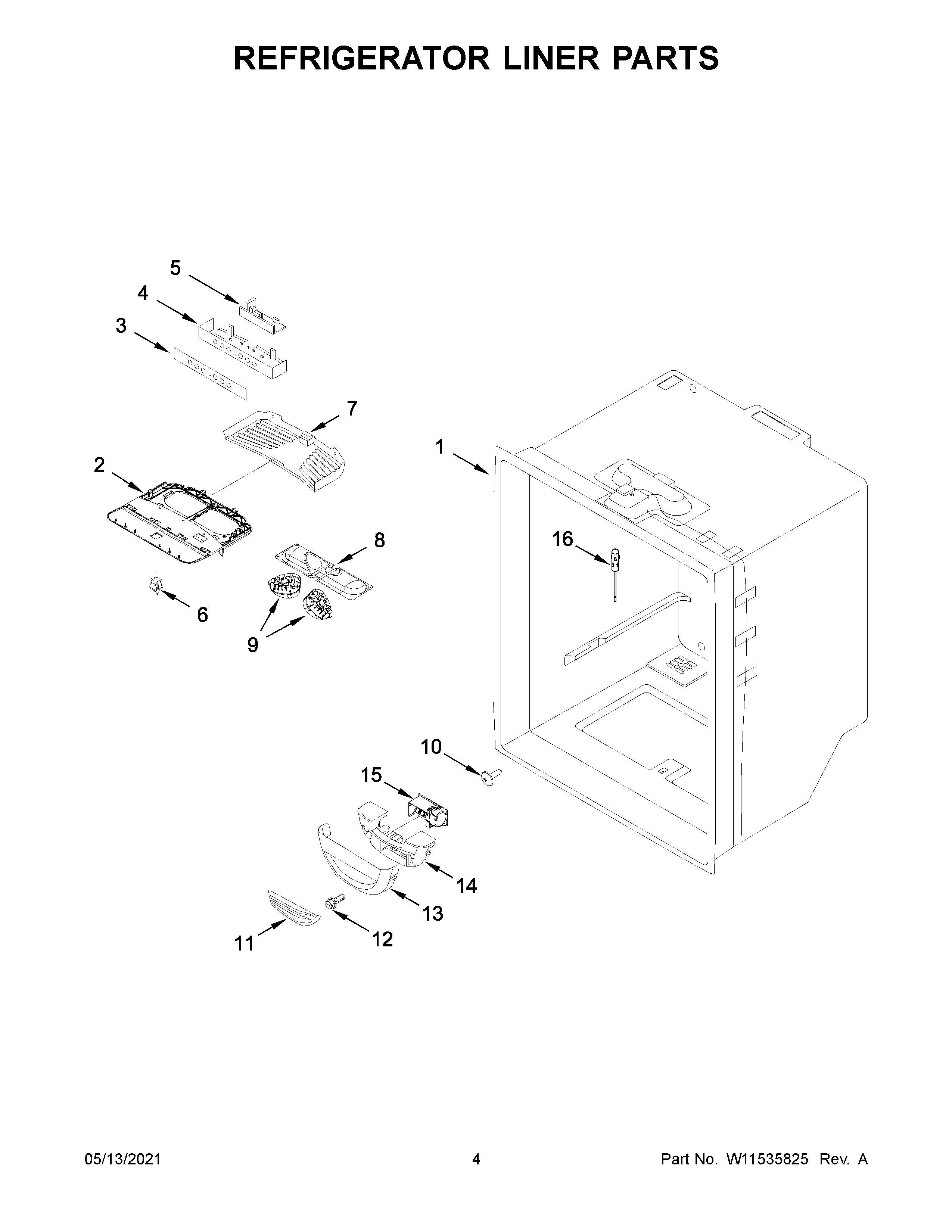 KitchenAid KRBL102ESS03 refrigerator liner parts diagram