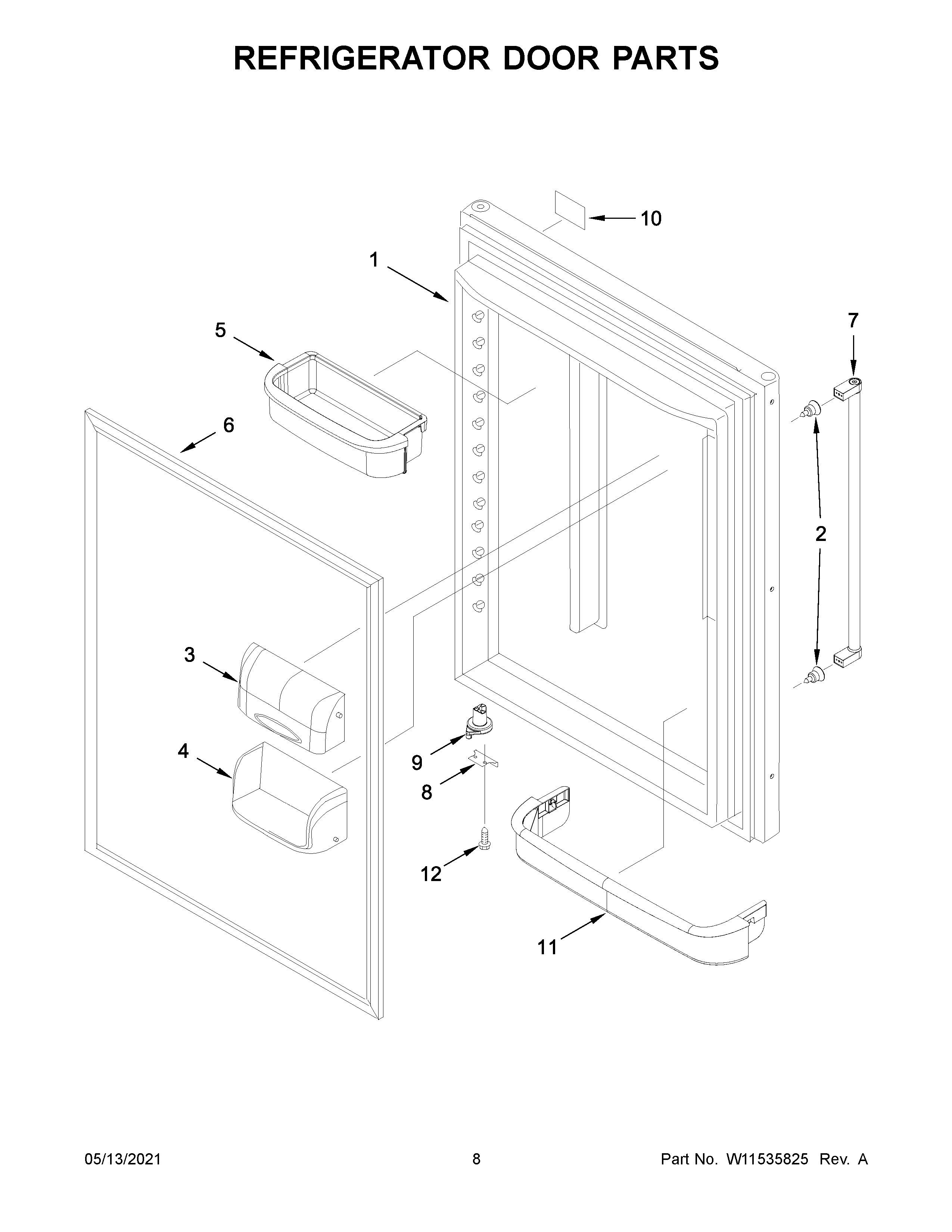 KitchenAid KRBL102ESS03 refrigerator door parts diagram