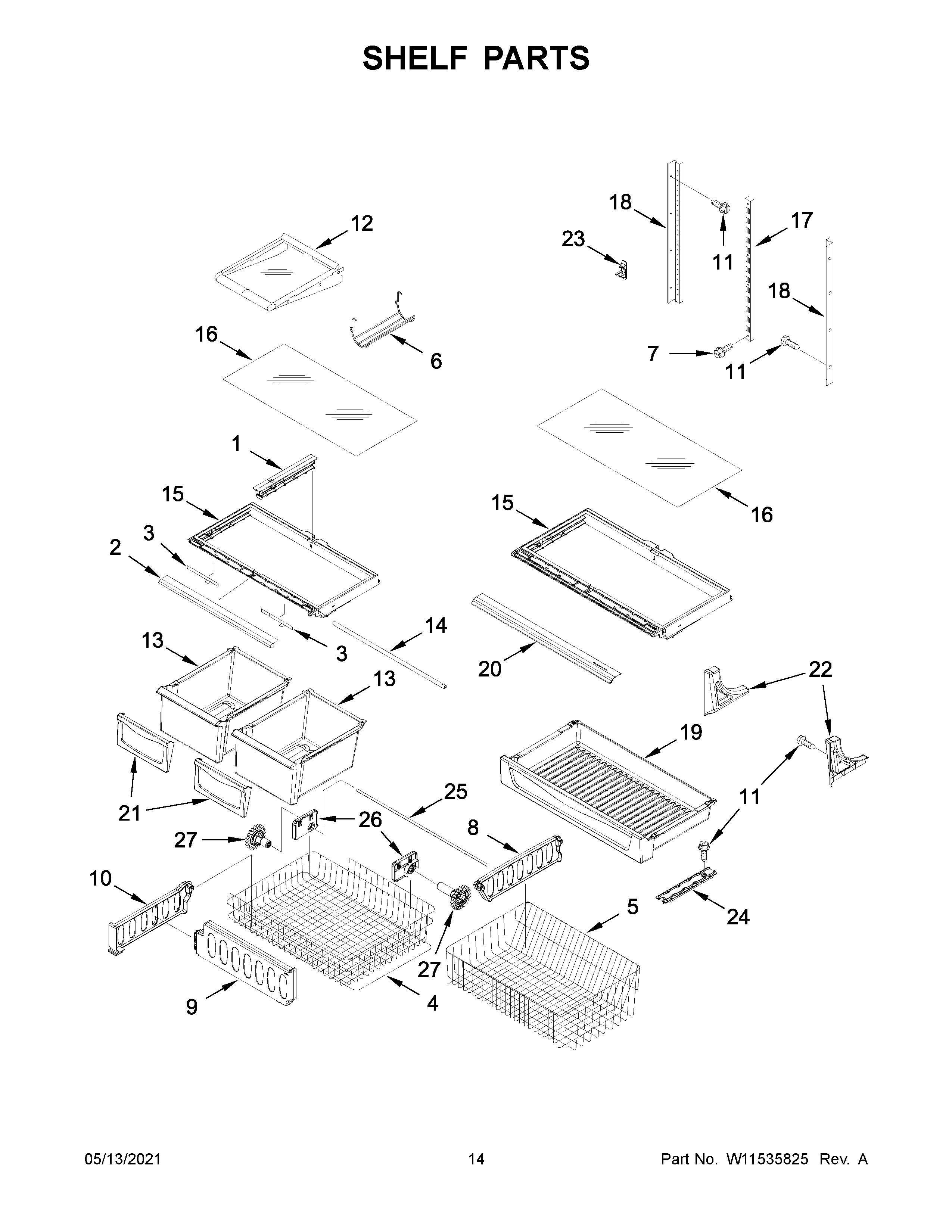 KitchenAid KRBL102ESS03 shelf parts diagram