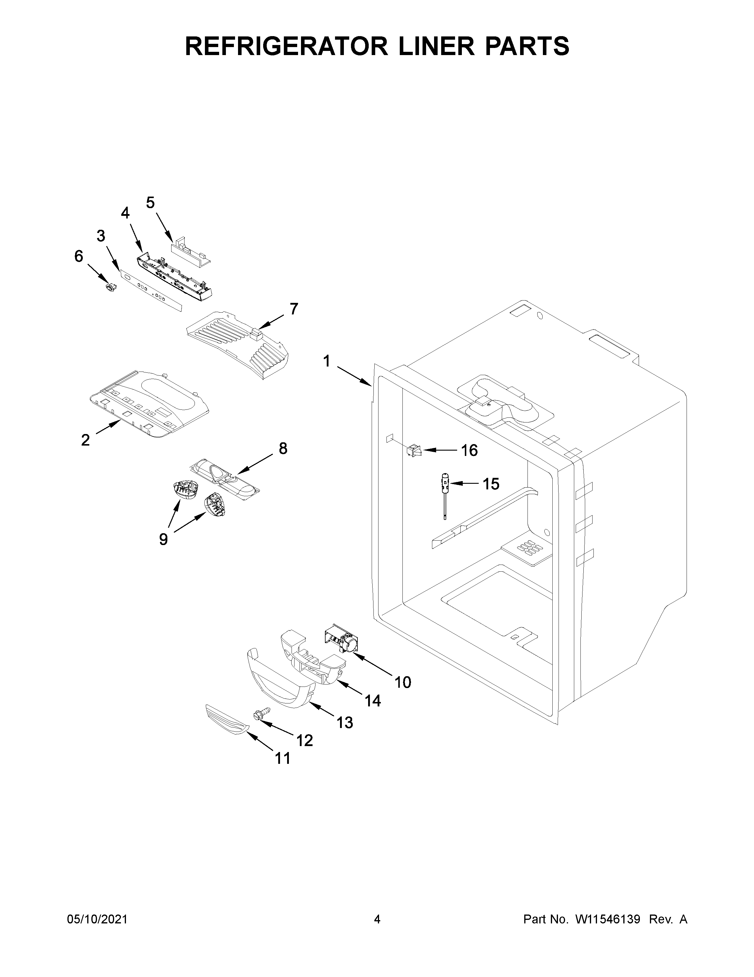 Maytag MFF2258FEZ07 refrigerator liner parts diagram