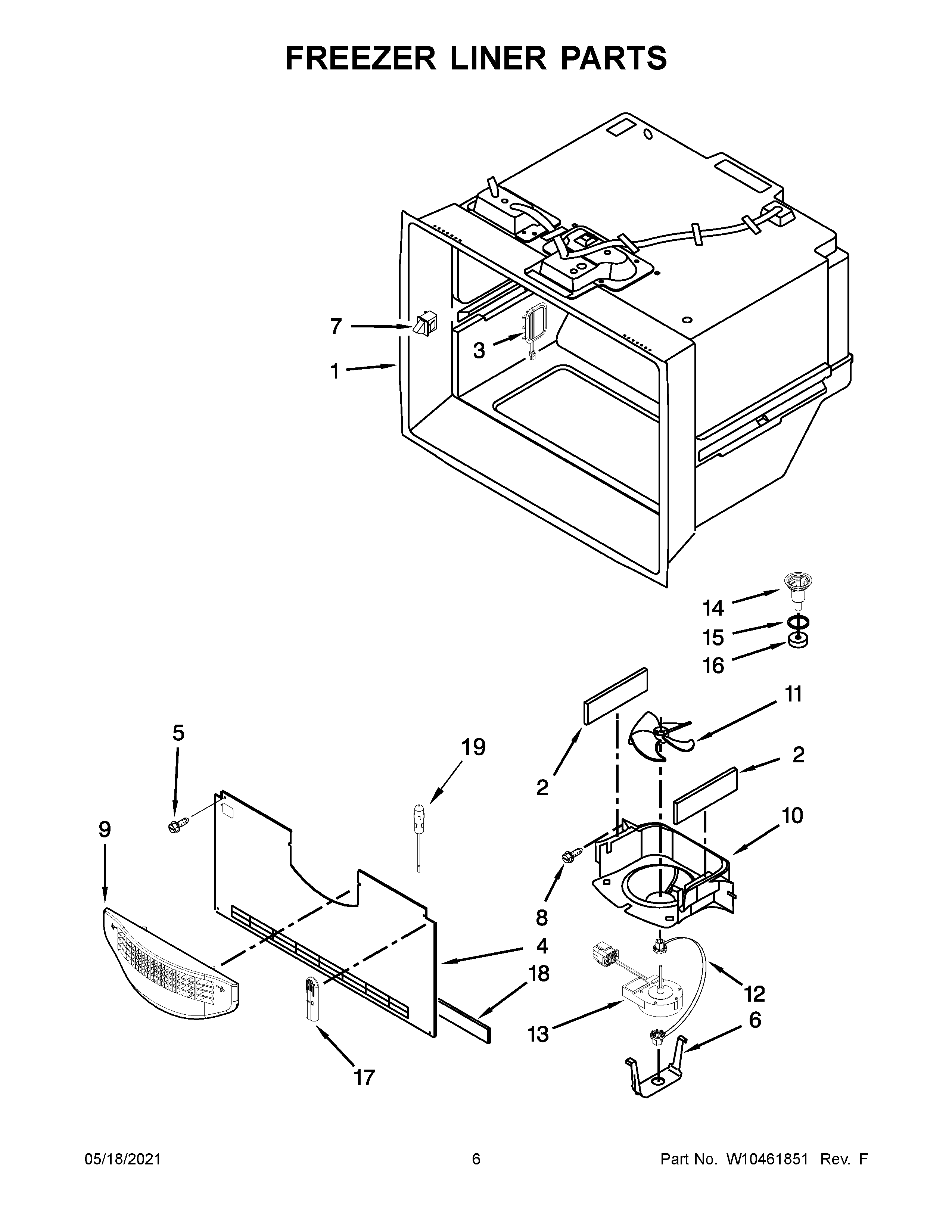 KitchenAid KFIS29BBBL00 freezer liner parts diagram