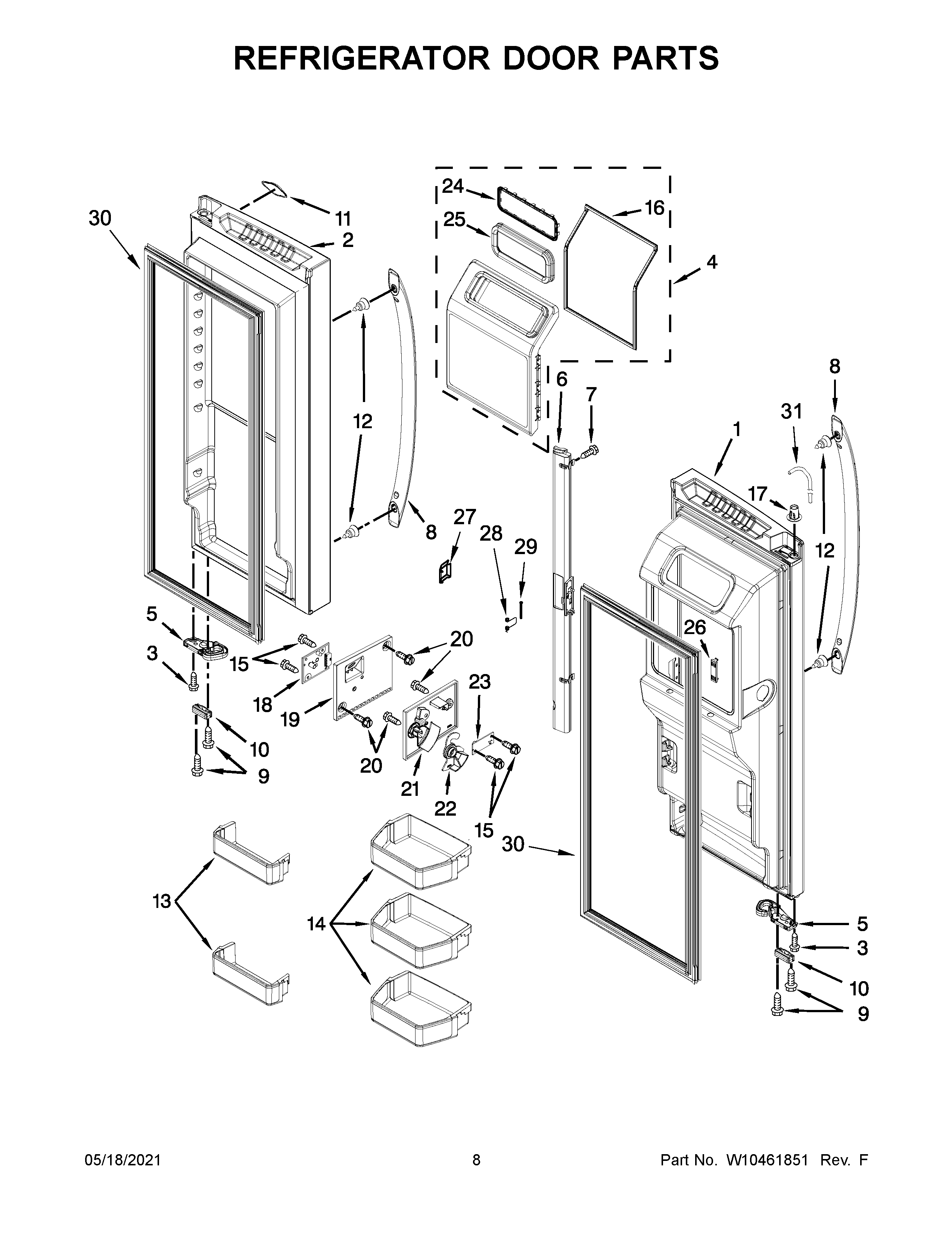 KitchenAid KFIS29BBBL00 refrigerator door parts diagram