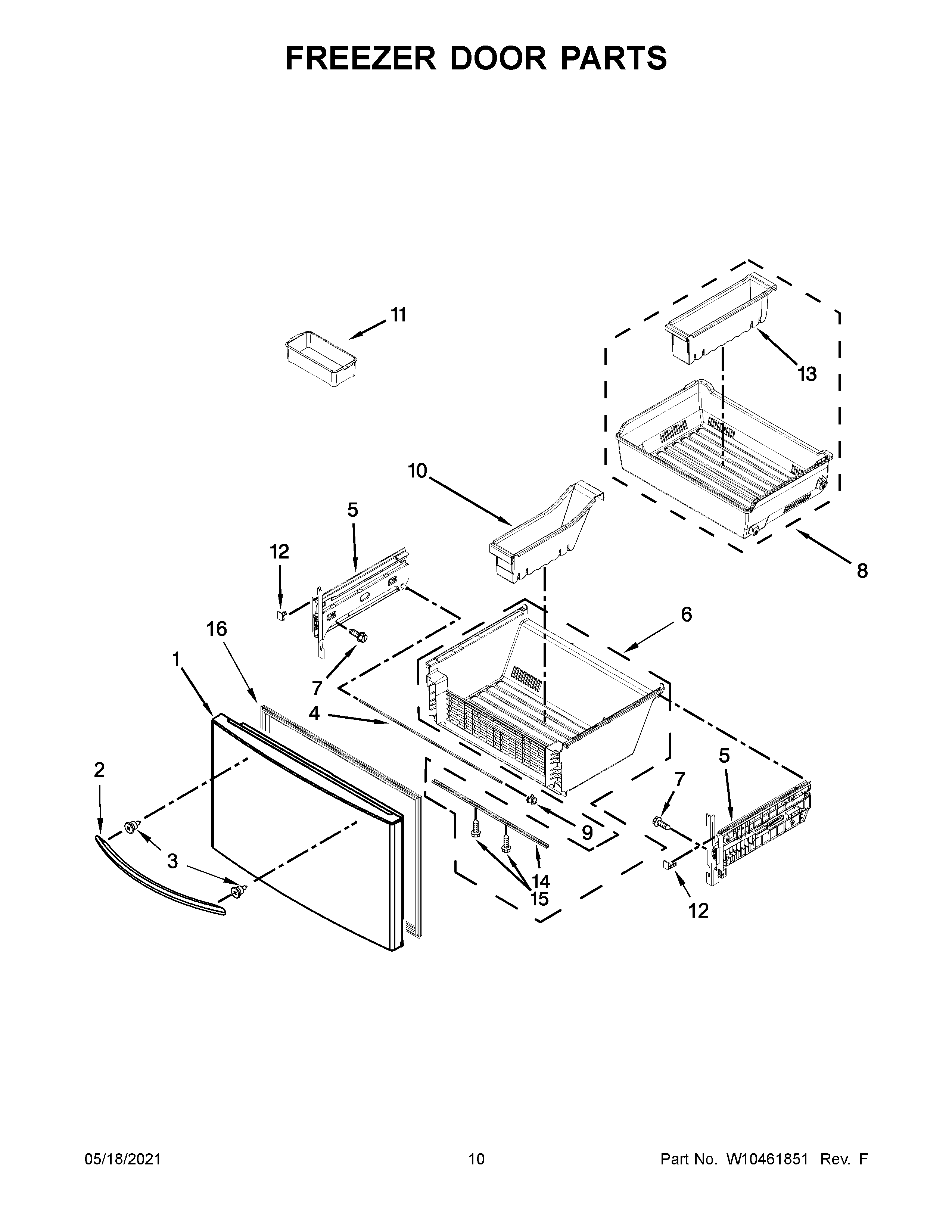 KitchenAid KFIS29BBBL00 freezer door parts diagram