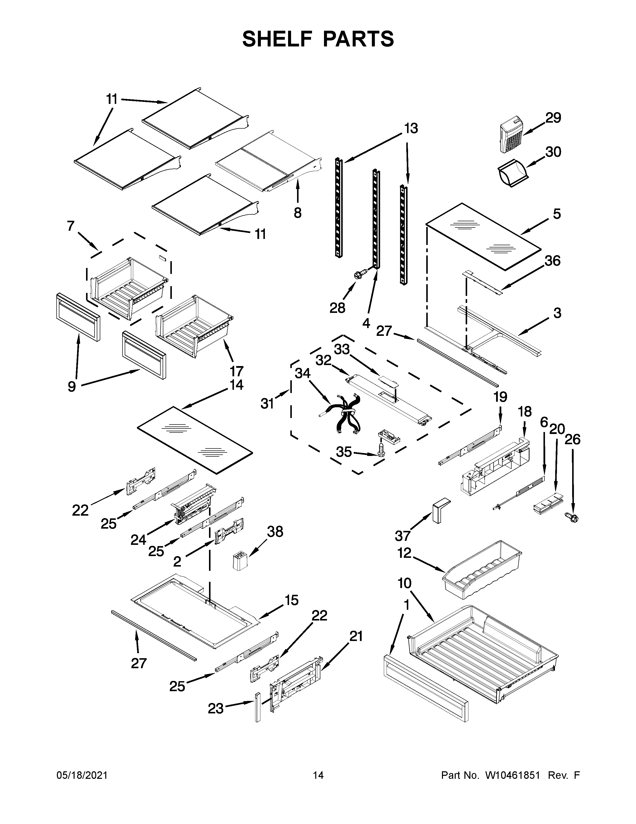 KitchenAid KFIS29BBBL00 shelf parts diagram