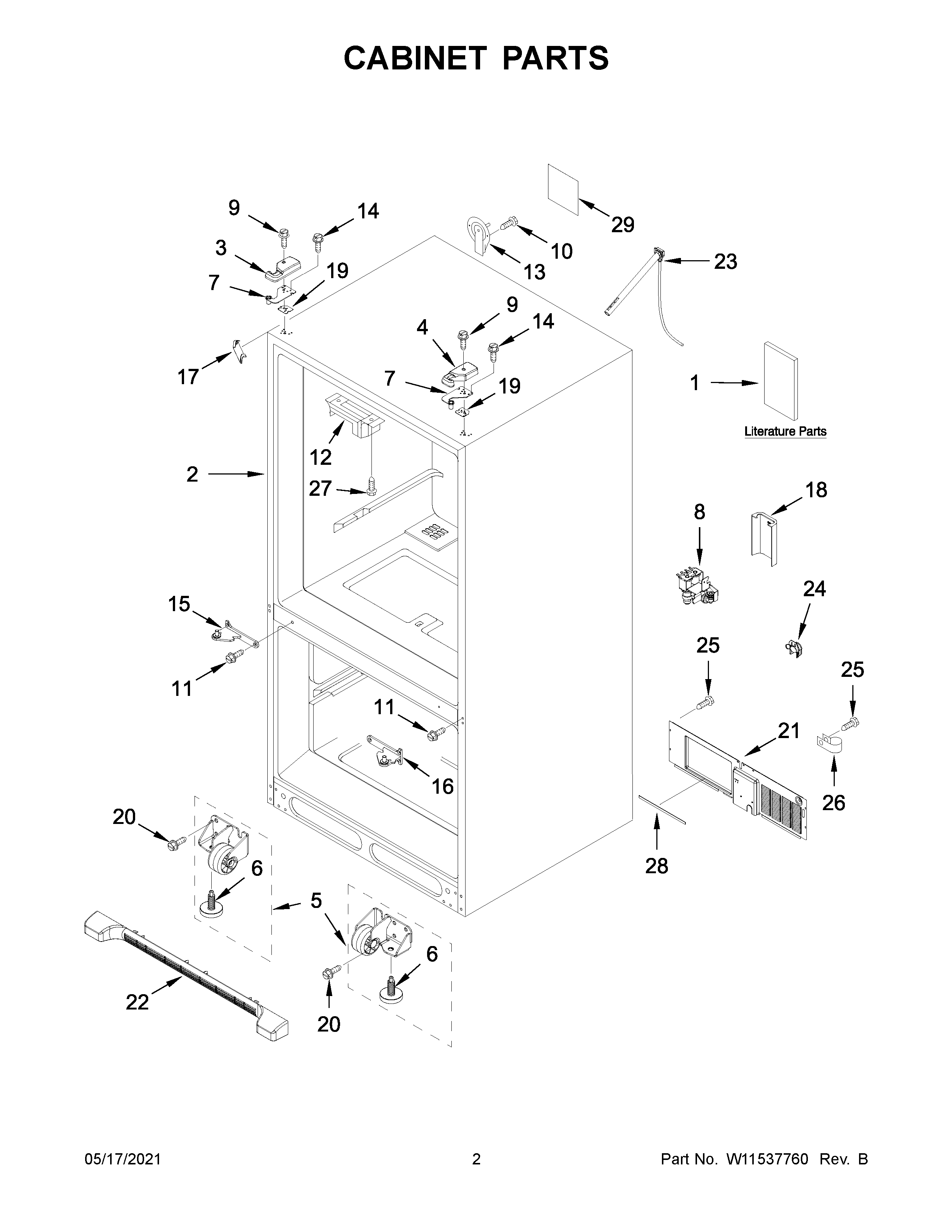 Whirlpool WRF535SMHB04 cabinet parts diagram