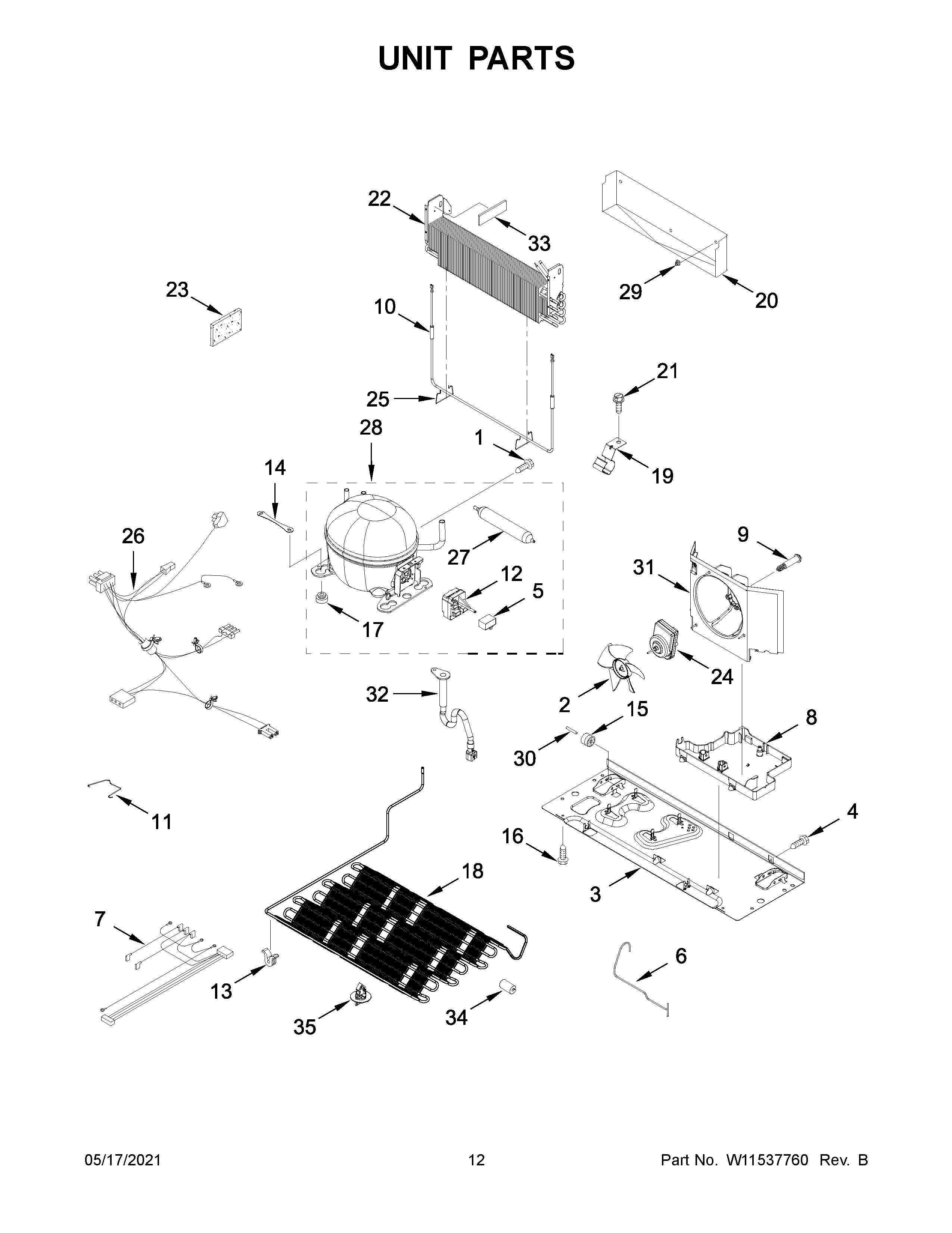 Whirlpool WRF535SMHB04 unit parts diagram