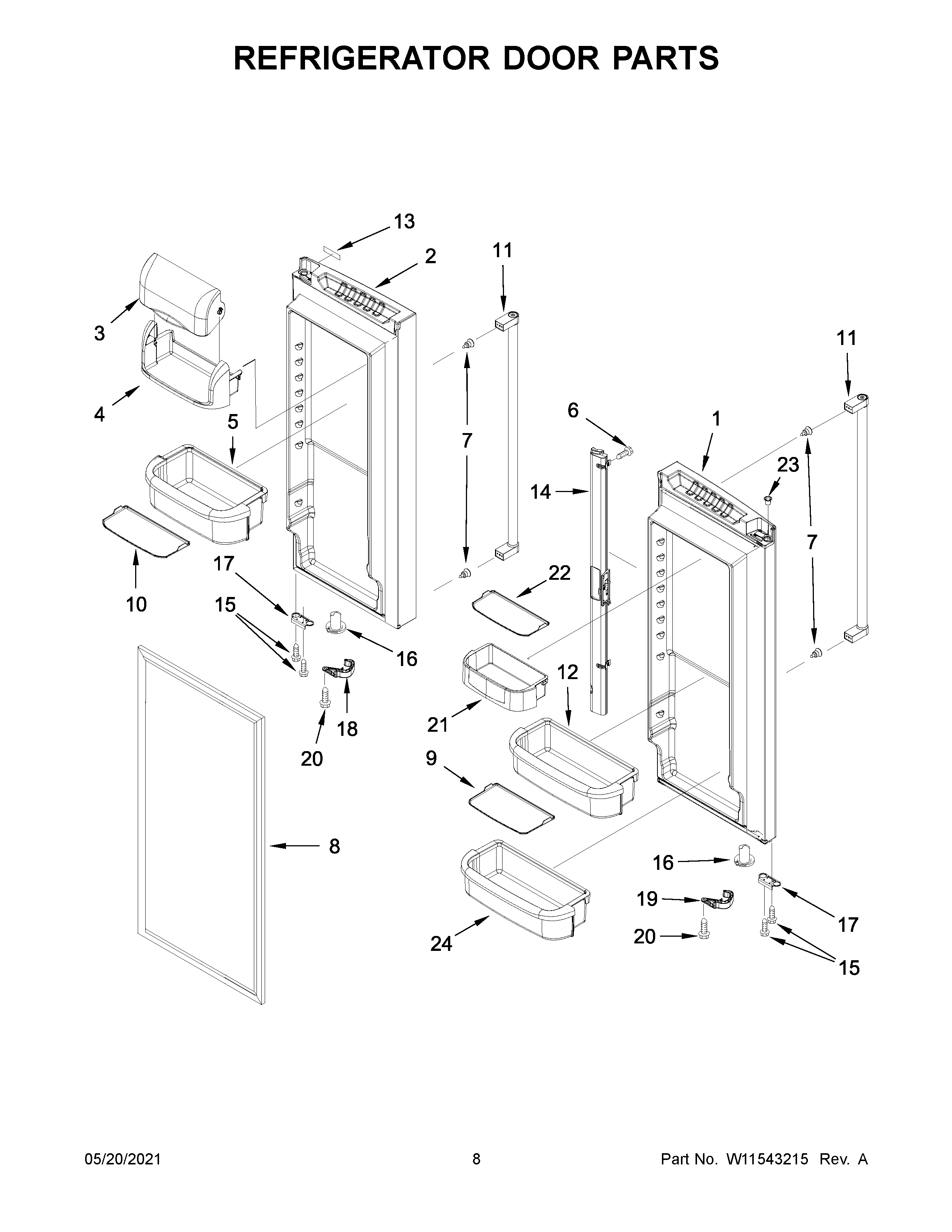KitchenAid KRFF302ESS05 refrigerator door parts diagram