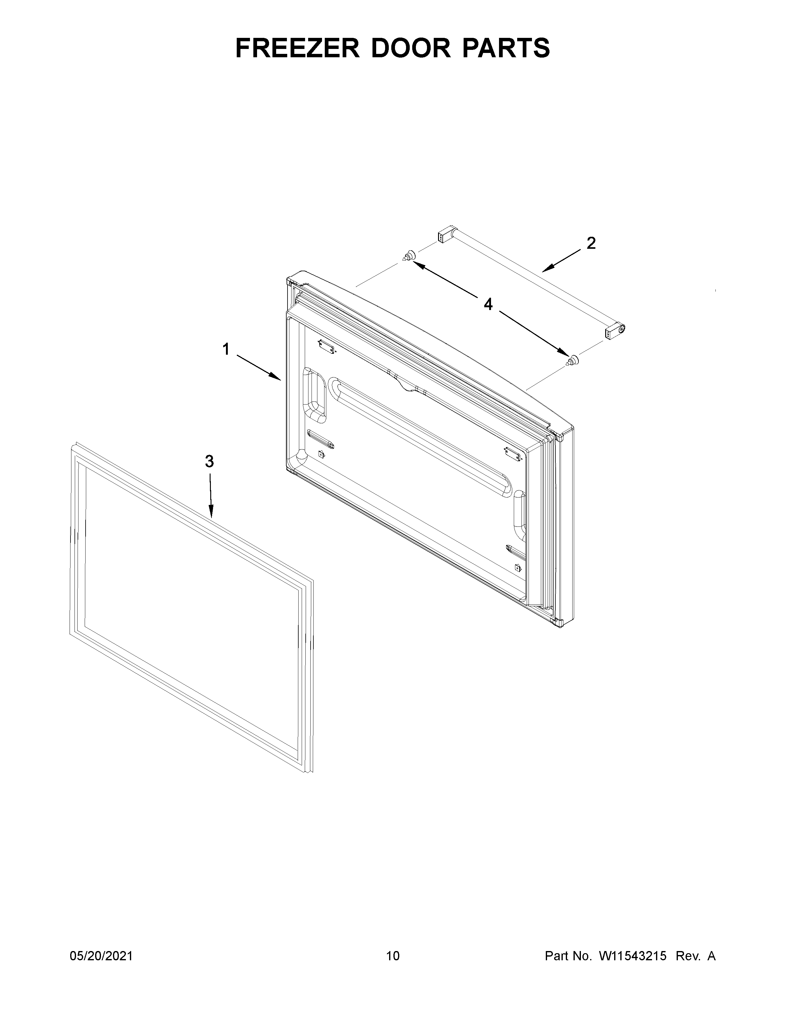 KitchenAid KRFF302ESS05 freezer door parts diagram