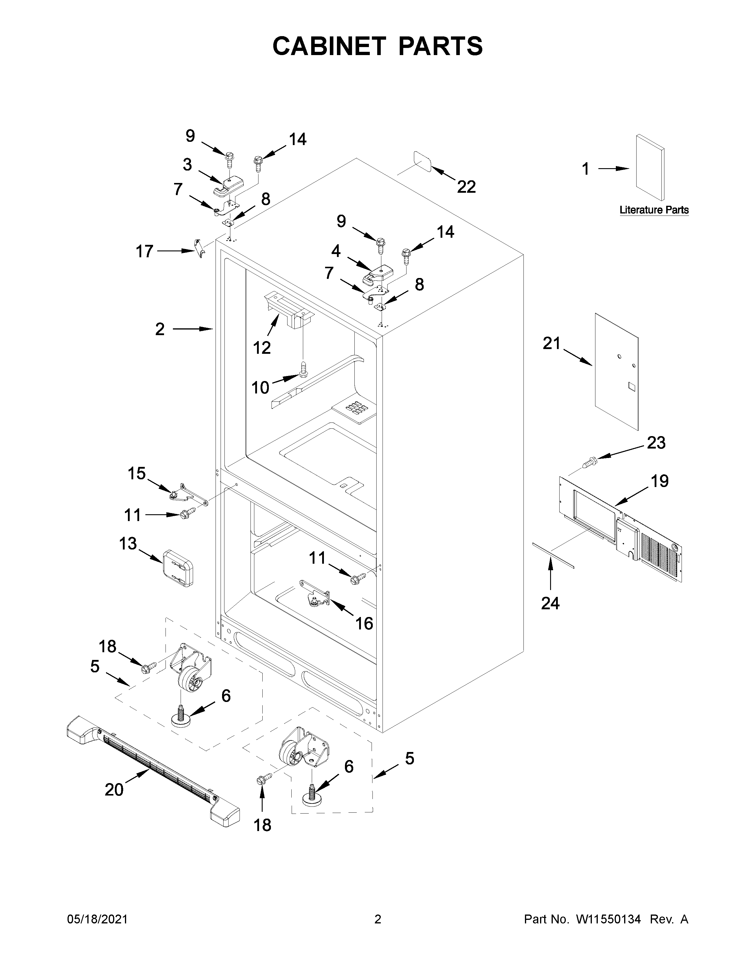 Whirlpool WRF532SNHV04 cabinet parts diagram