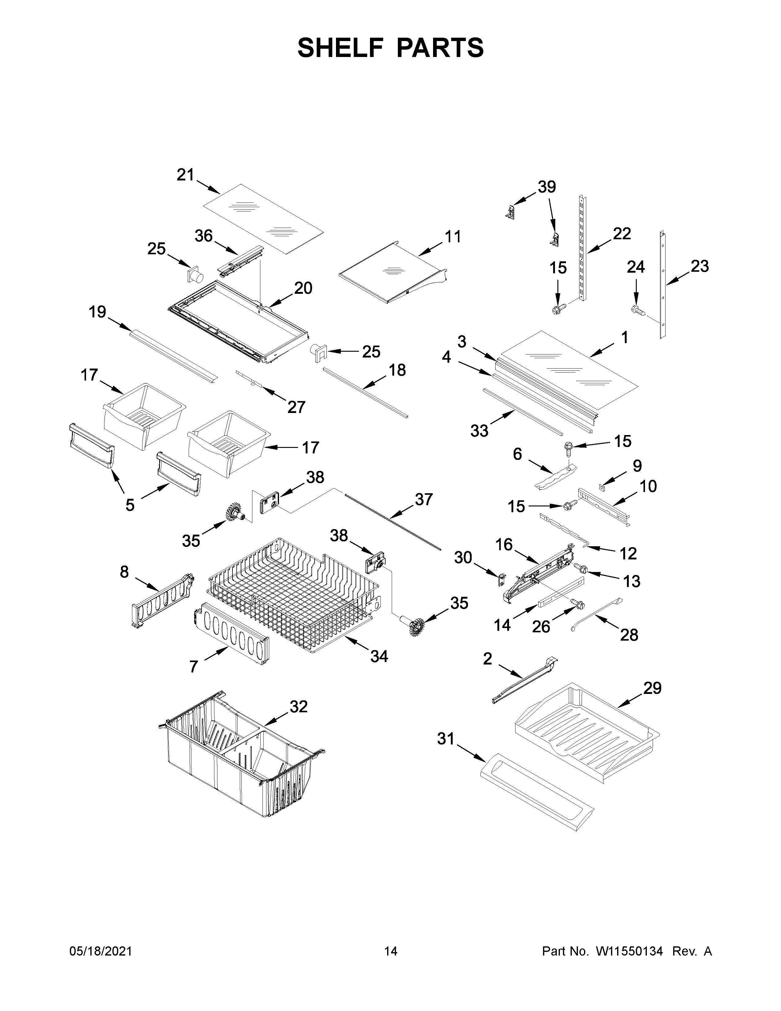 Whirlpool WRF532SNHV04 shelf parts diagram