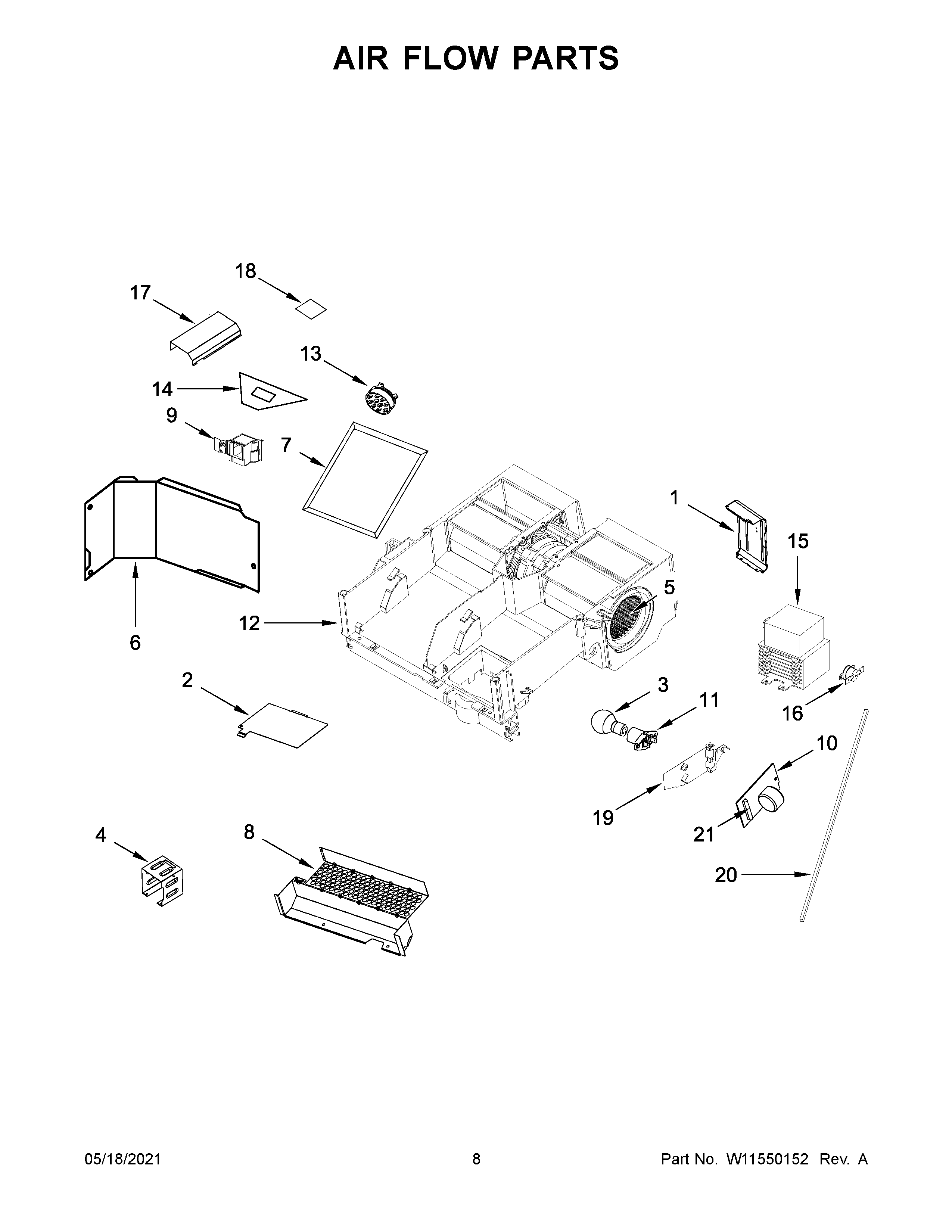 KitchenAid KMHS120KPS01 air flow parts diagram