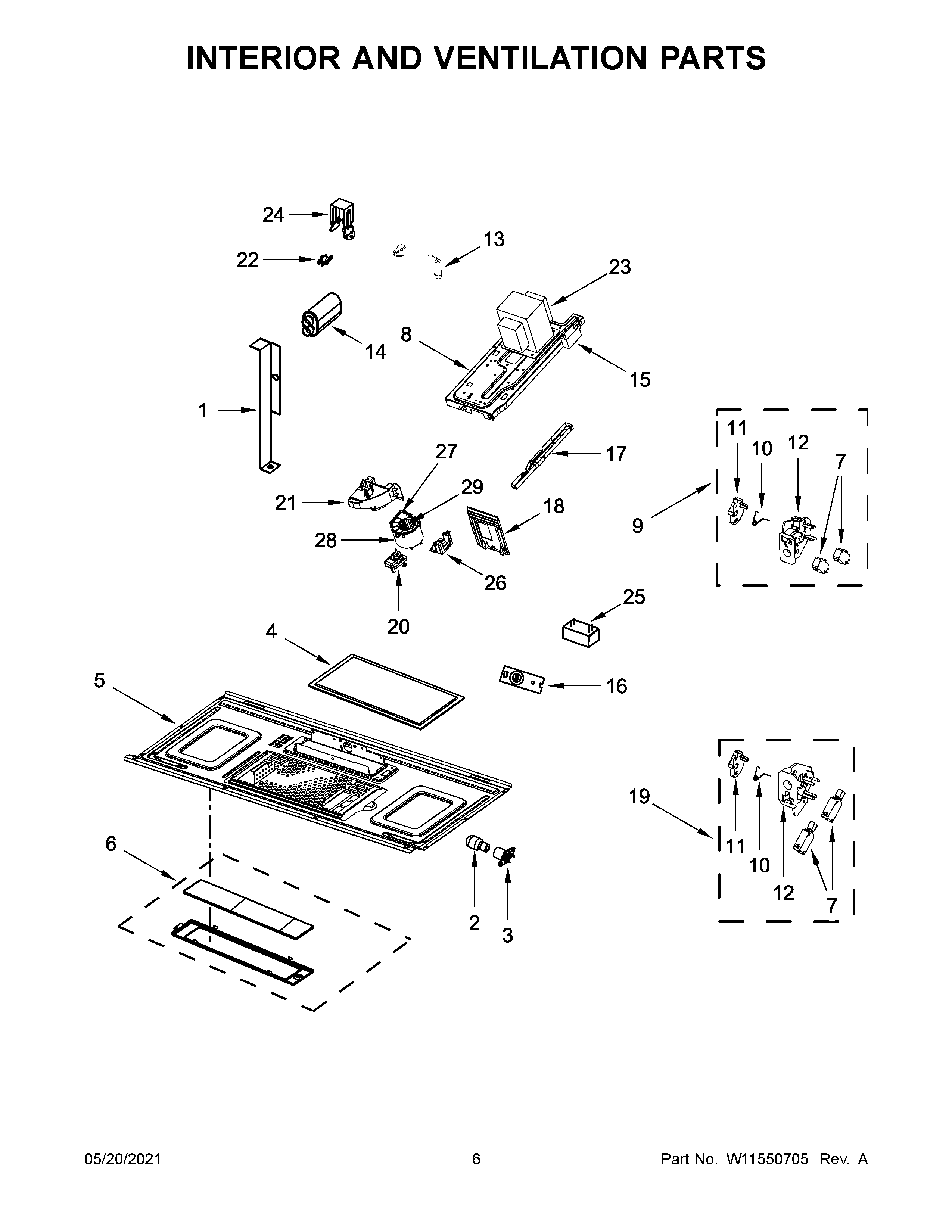 KitchenAid YKMHS120KPS01 interior and ventilation parts diagram
