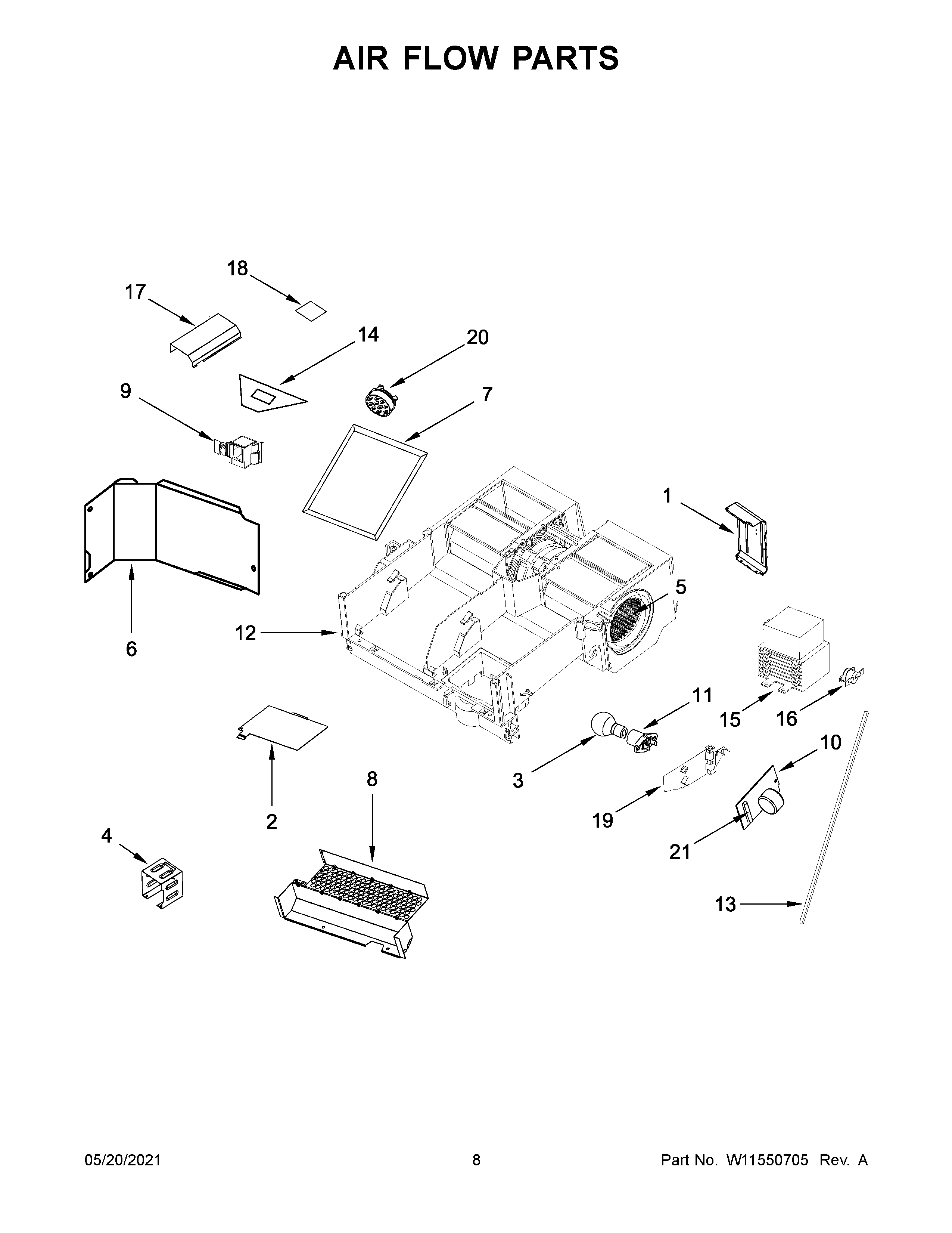 KitchenAid YKMHS120KPS01 air flow parts diagram