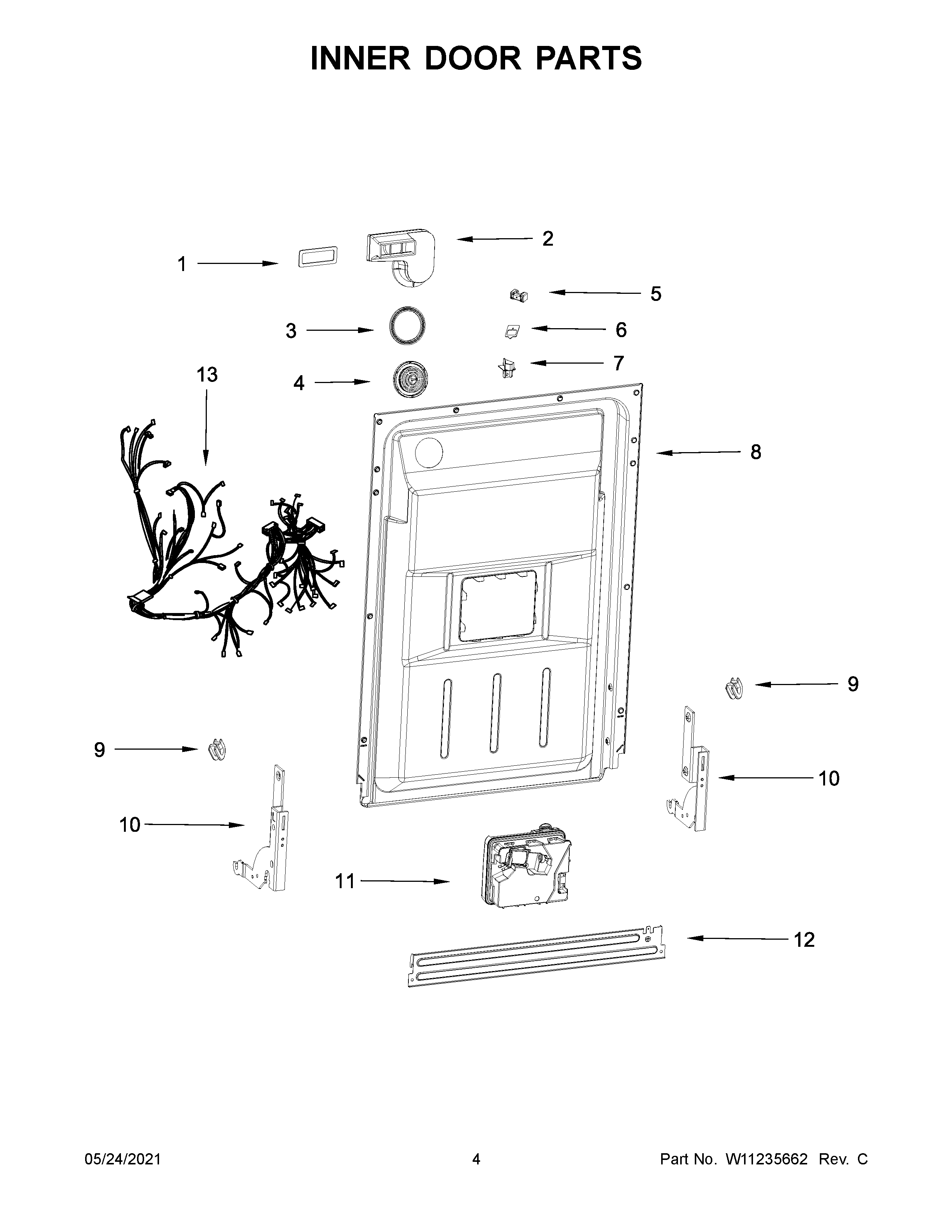 Whirlpool WDF518SAHM0 inner door parts diagram