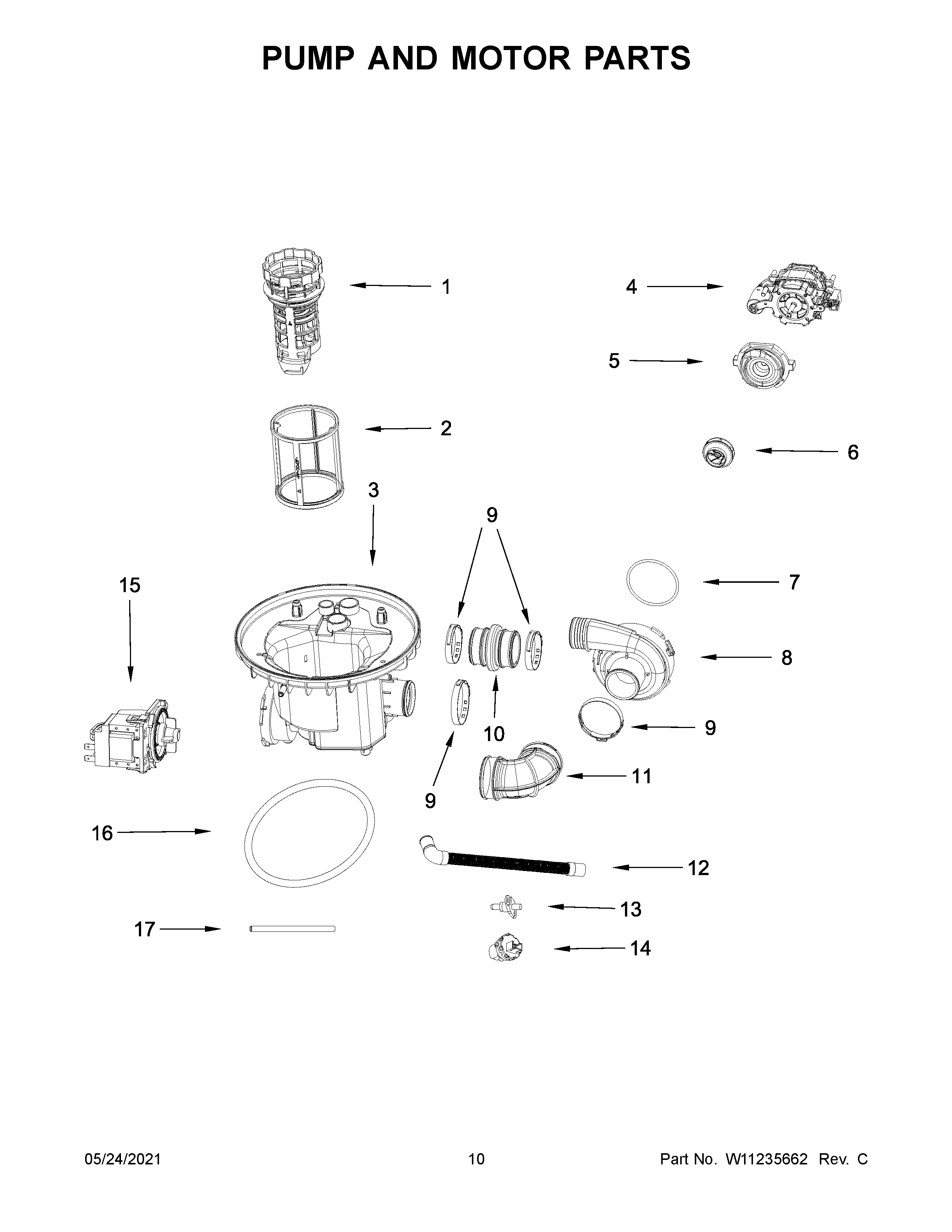 Whirlpool WDF518SAHM0 pump and motor parts diagram