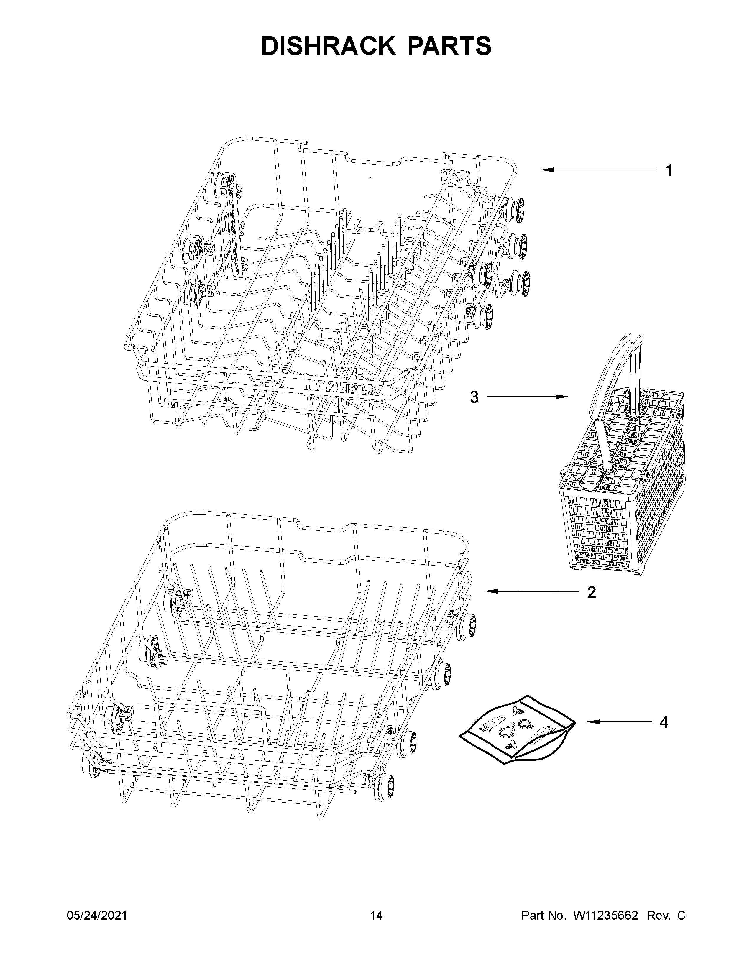 Whirlpool WDF518SAHM0 dishrack parts diagram