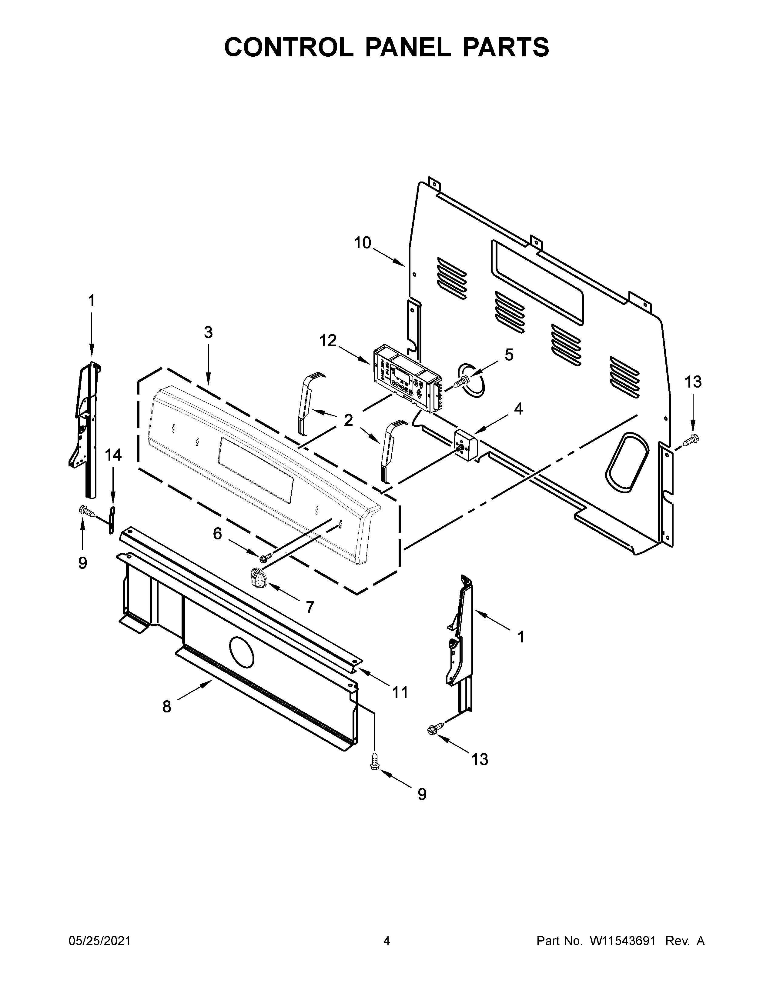 Whirlpool WFC315S0JS1 control panel parts diagram