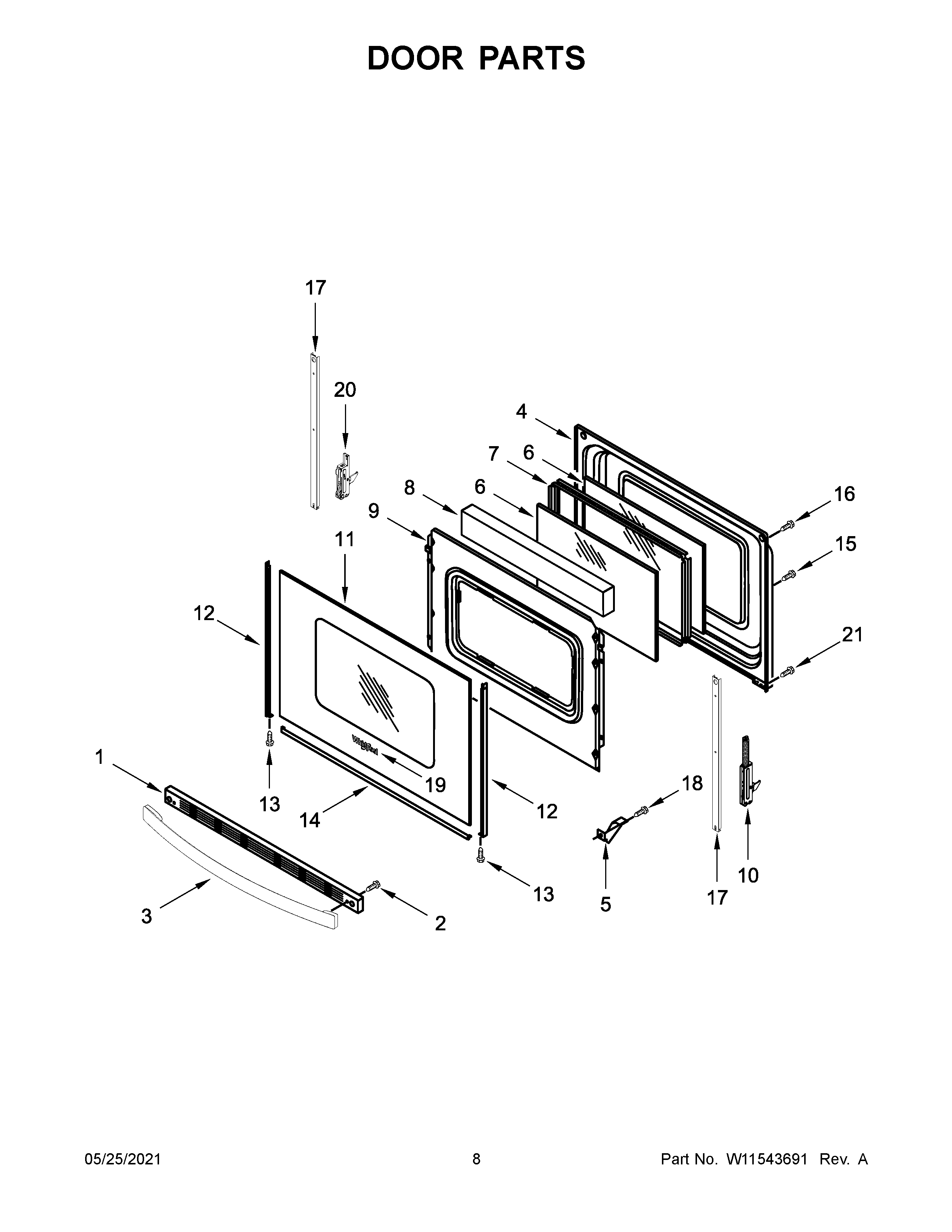 Whirlpool WFC315S0JS1 door parts diagram