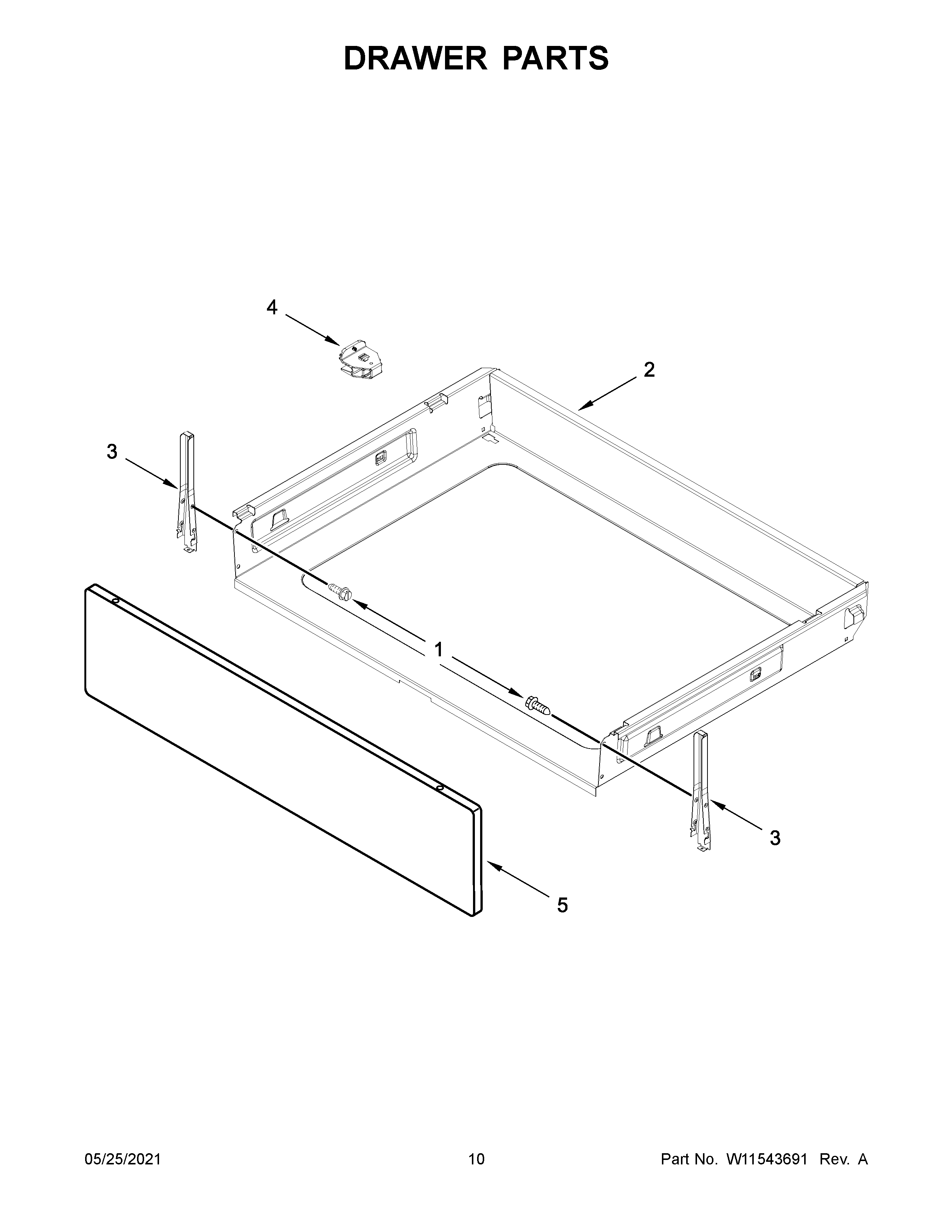 Whirlpool WFC315S0JS1 drawer parts diagram