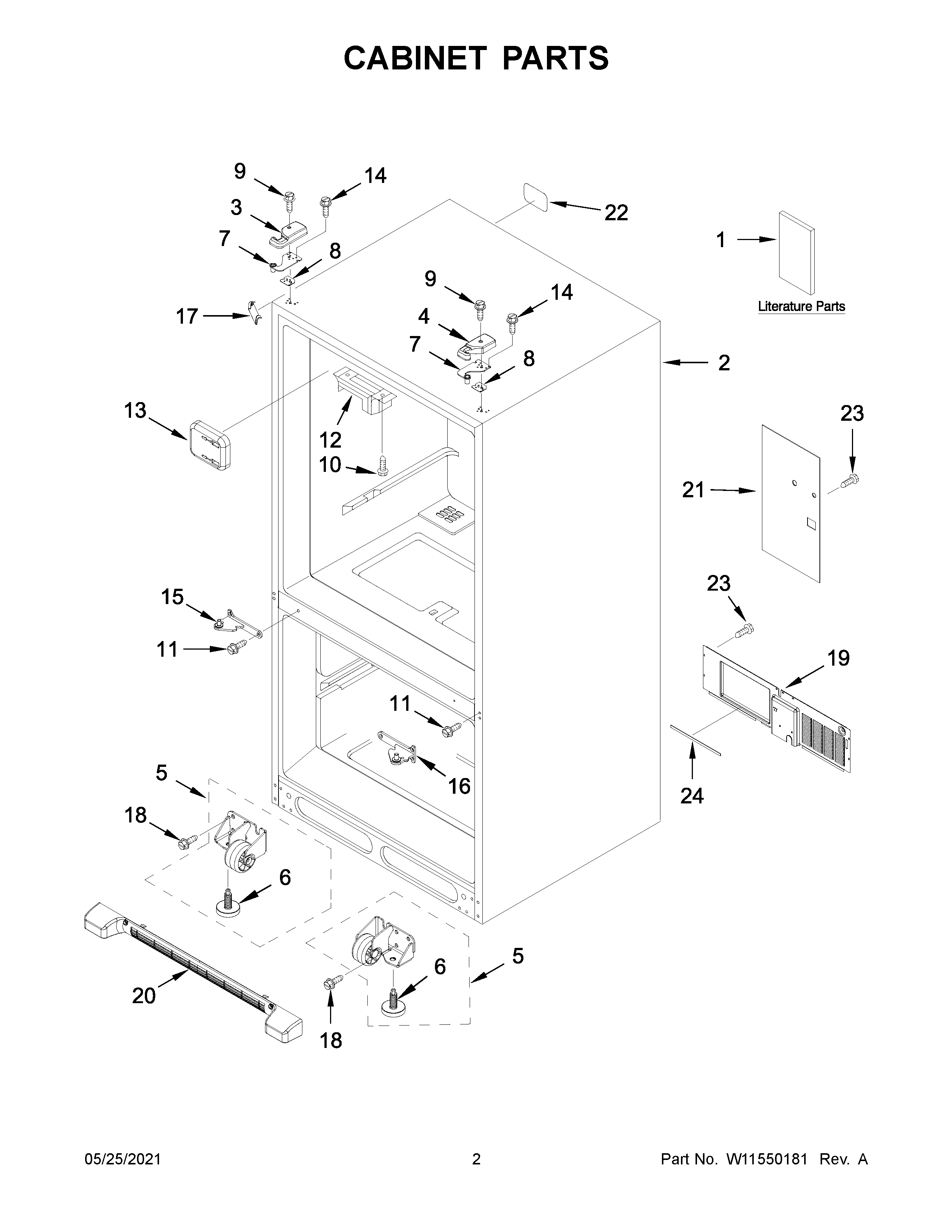 Whirlpool WRF532SNHZ06 cabinet parts diagram
