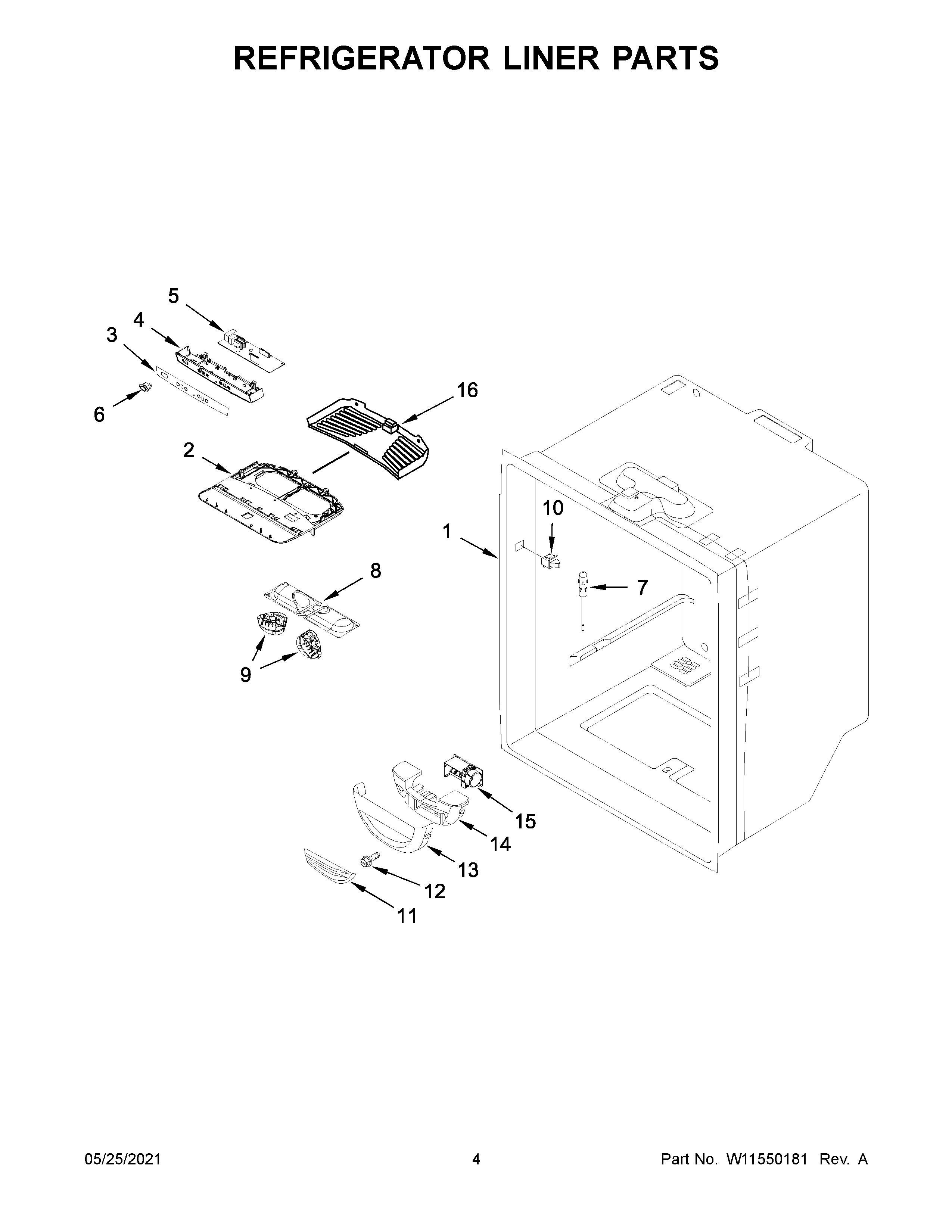 Whirlpool WRF532SNHZ06 refrigerator liner parts diagram
