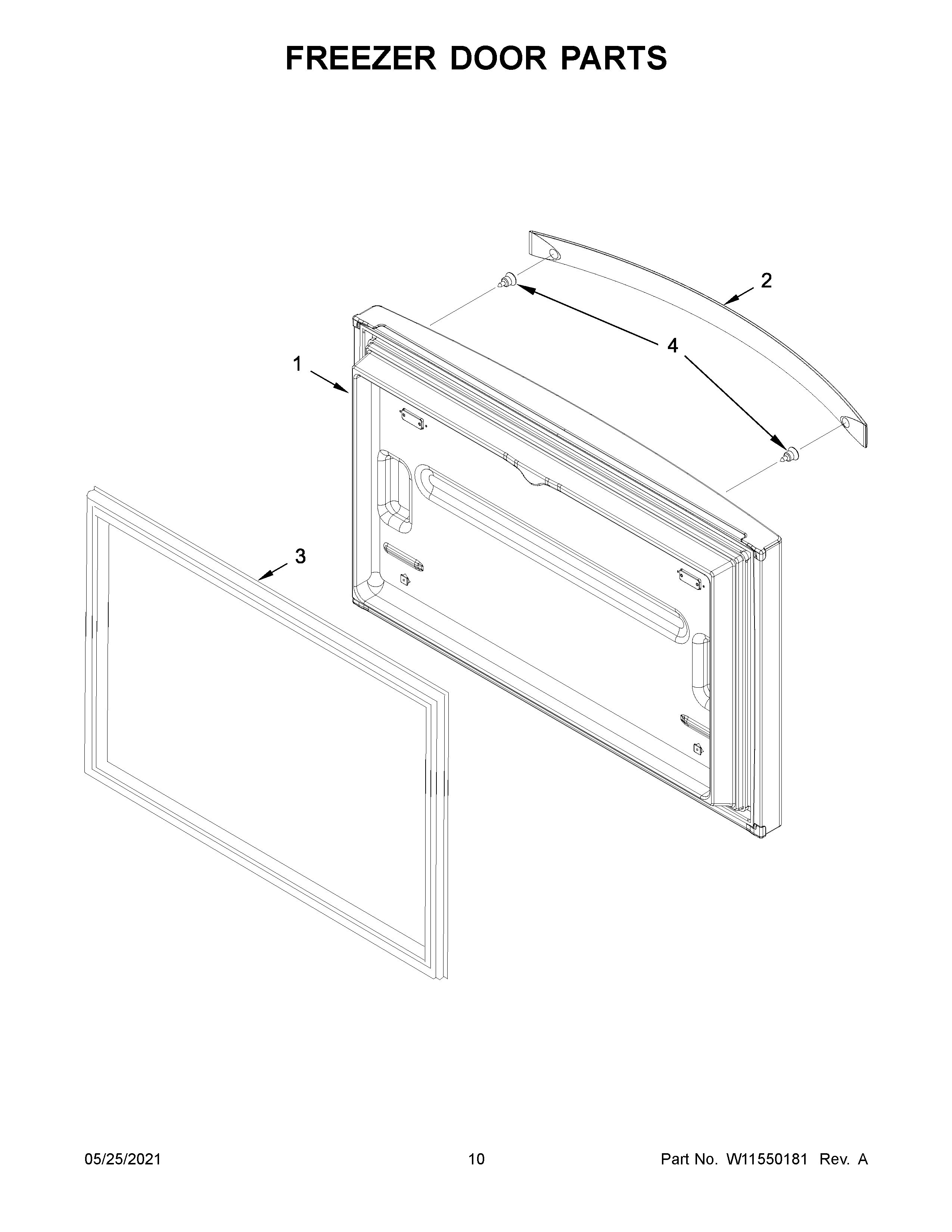 Whirlpool WRF532SNHZ06 freezer door parts diagram
