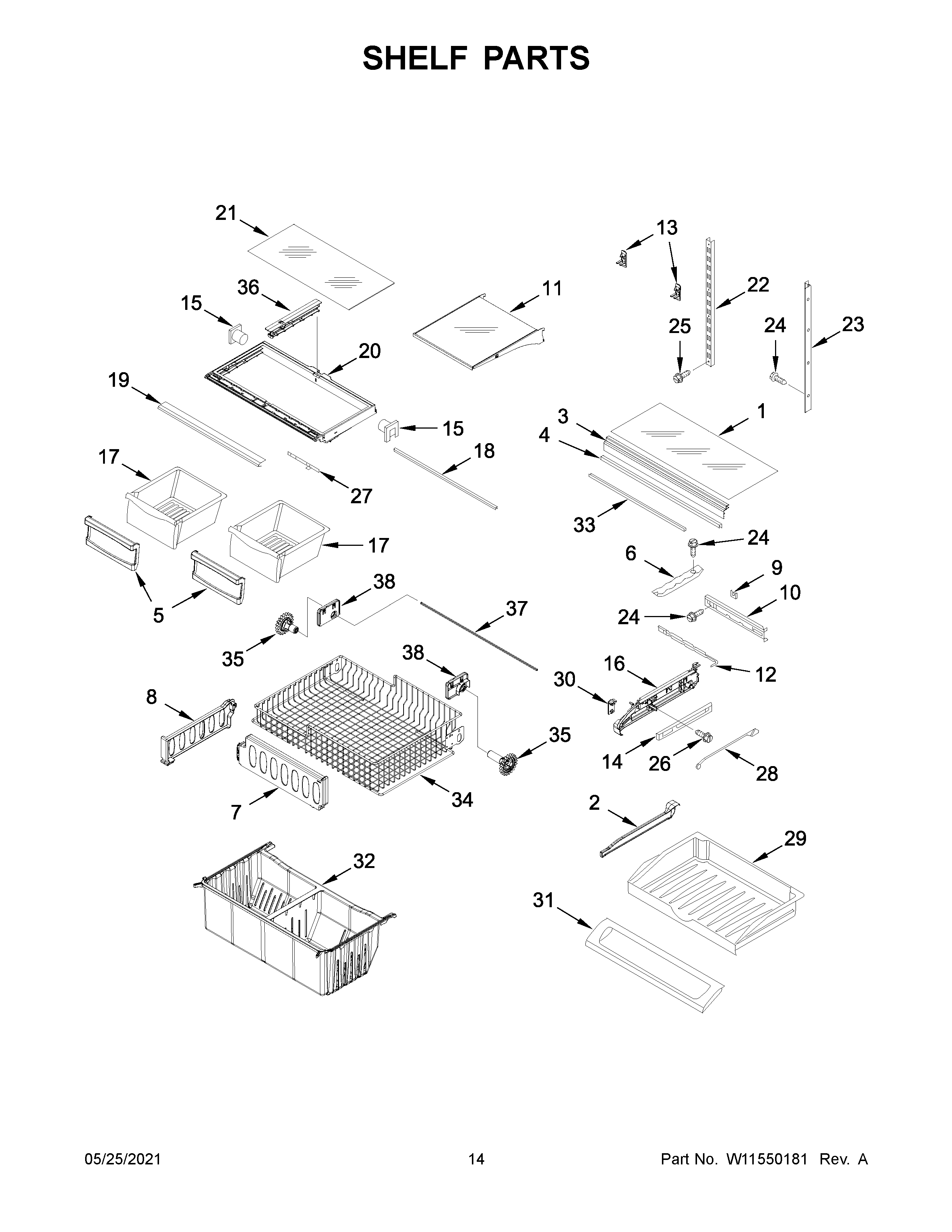 Whirlpool WRF532SNHZ06 shelf parts diagram