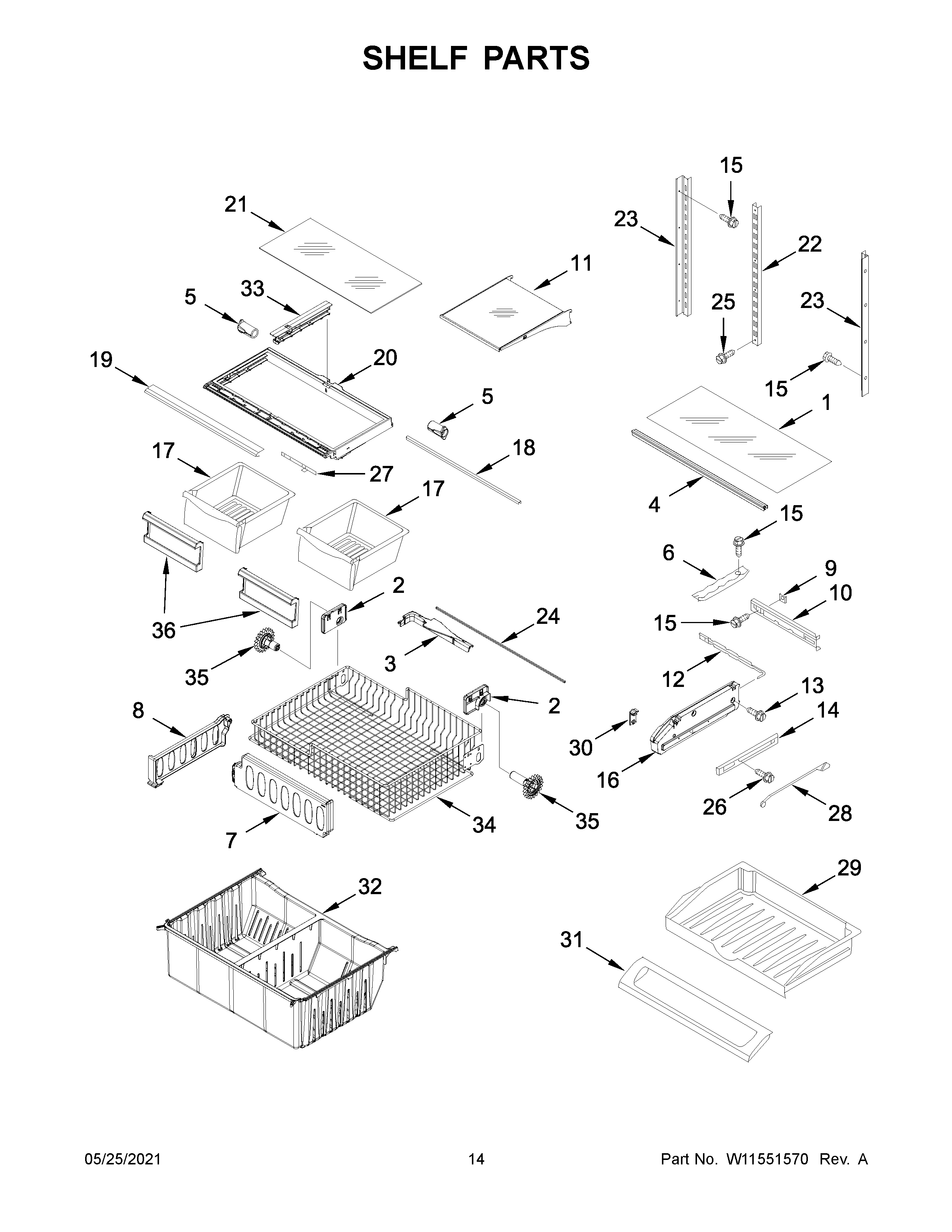 Whirlpool WRF535SMHB05 shelf parts diagram