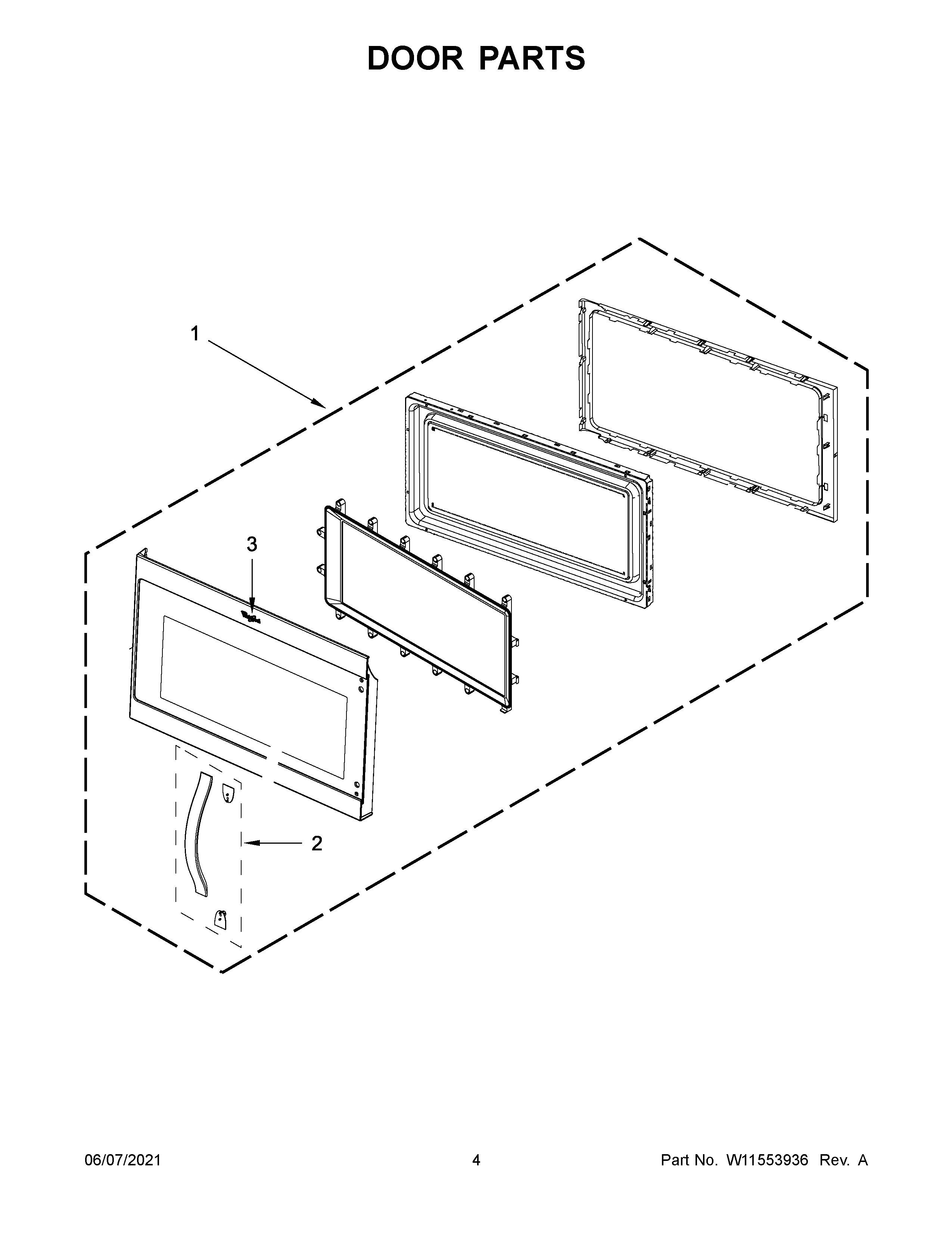 Whirlpool WMH31017HS8 door parts diagram