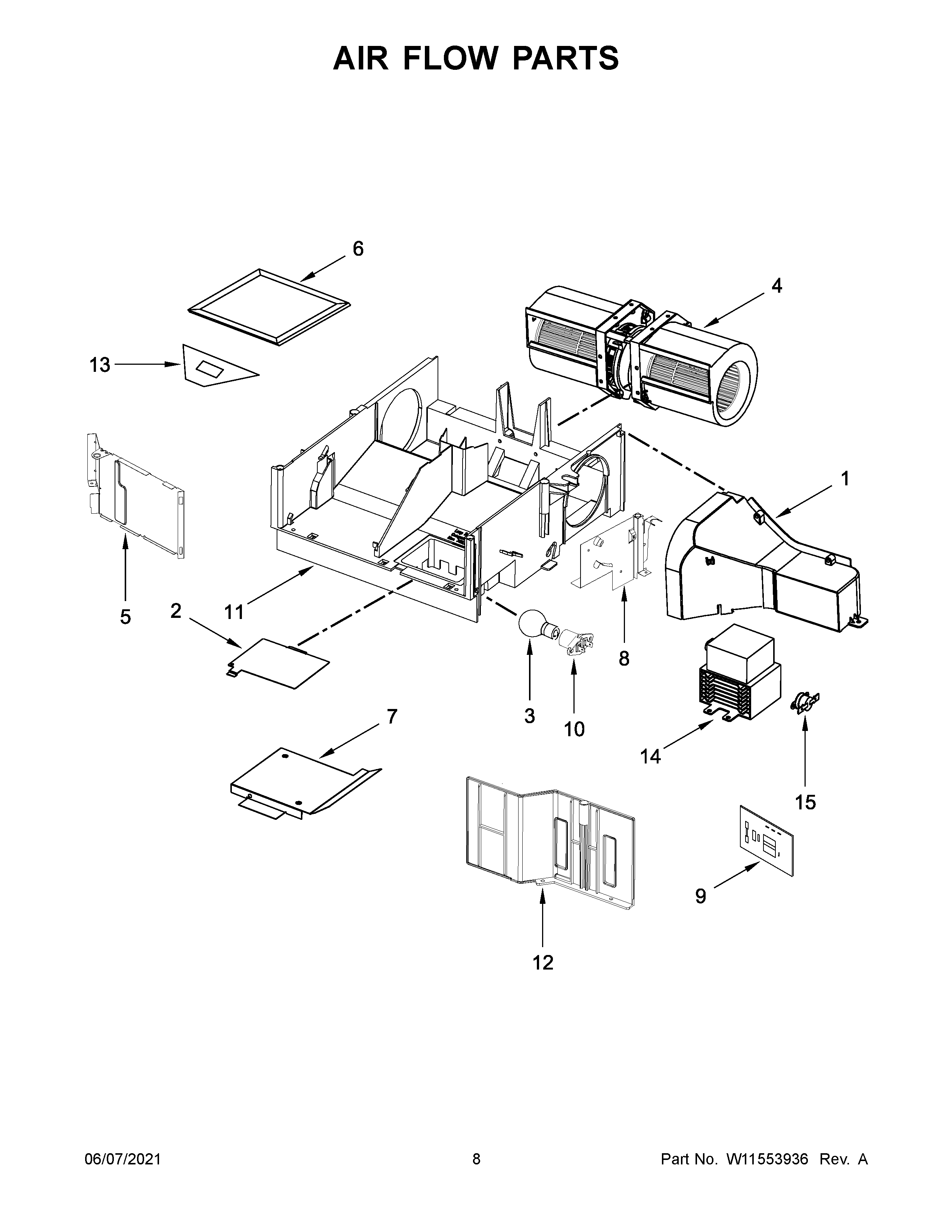 Whirlpool WMH31017HS8 air flow parts diagram