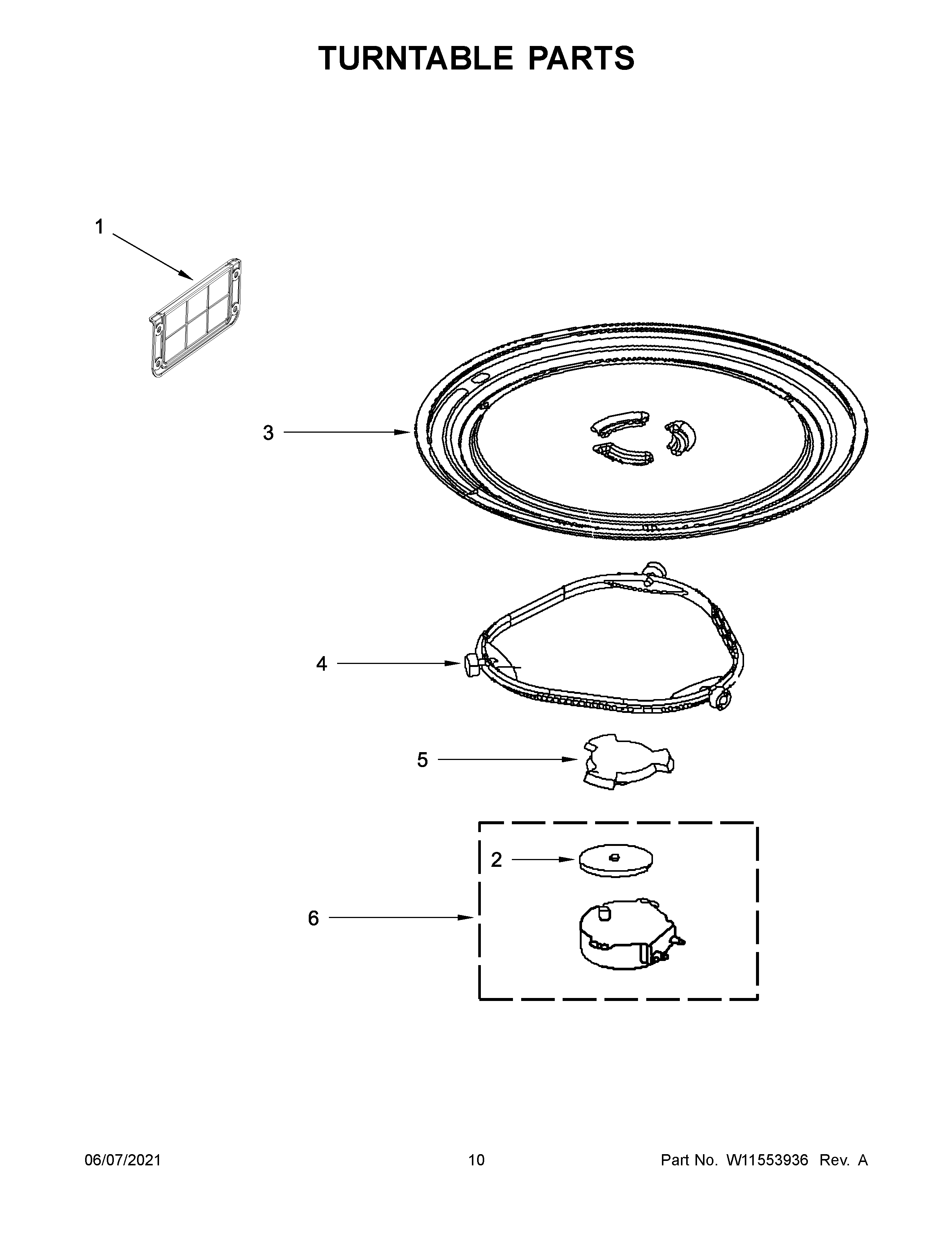 Whirlpool WMH31017HS8 turntable parts diagram
