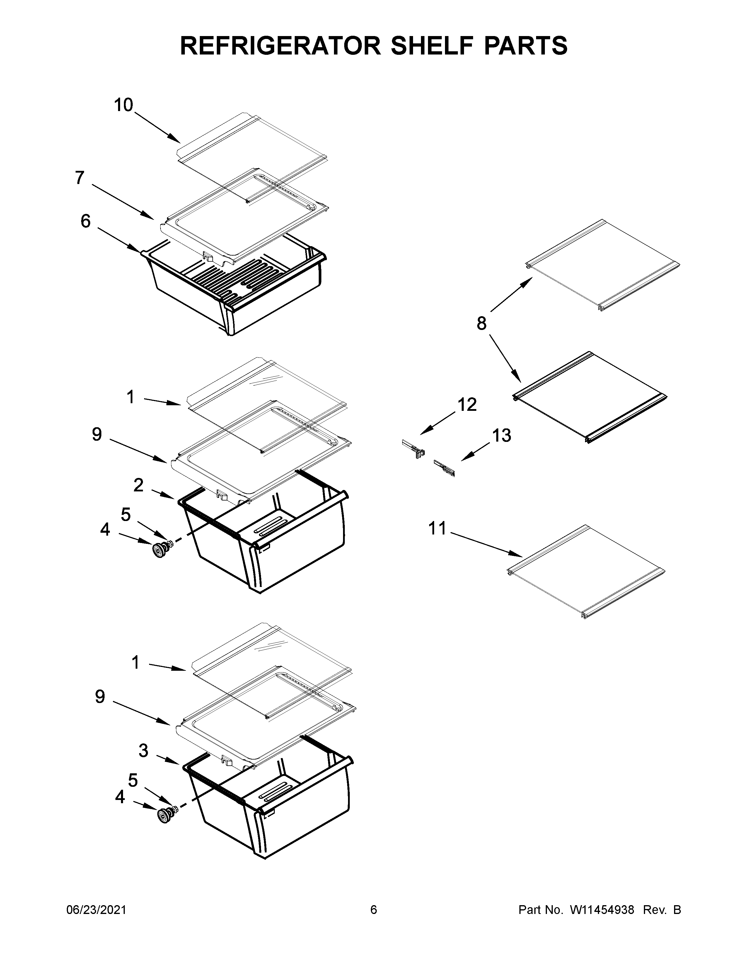 Maytag MSS25C4MGB03 refrigerator shelf parts diagram