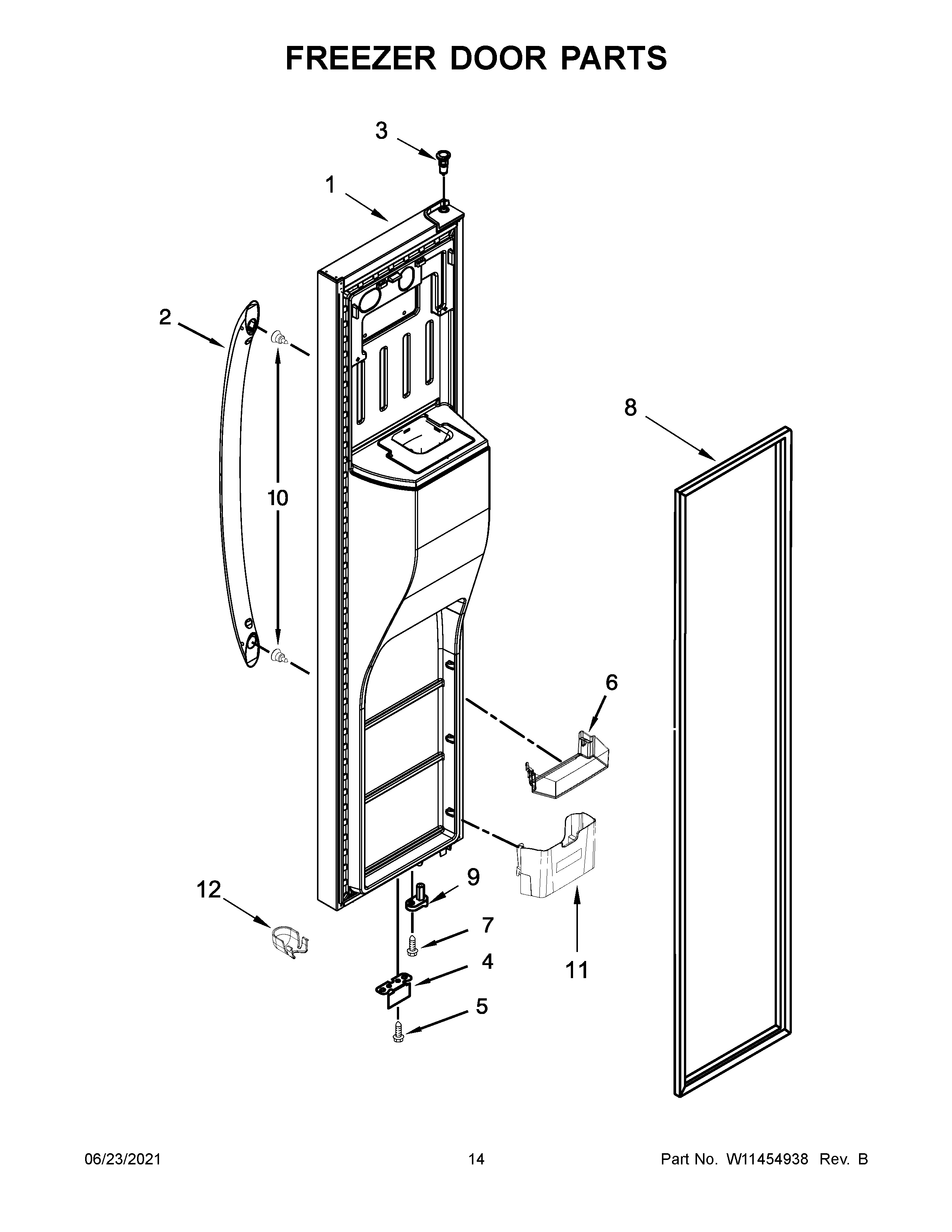 Maytag MSS25C4MGB03 freezer door parts diagram