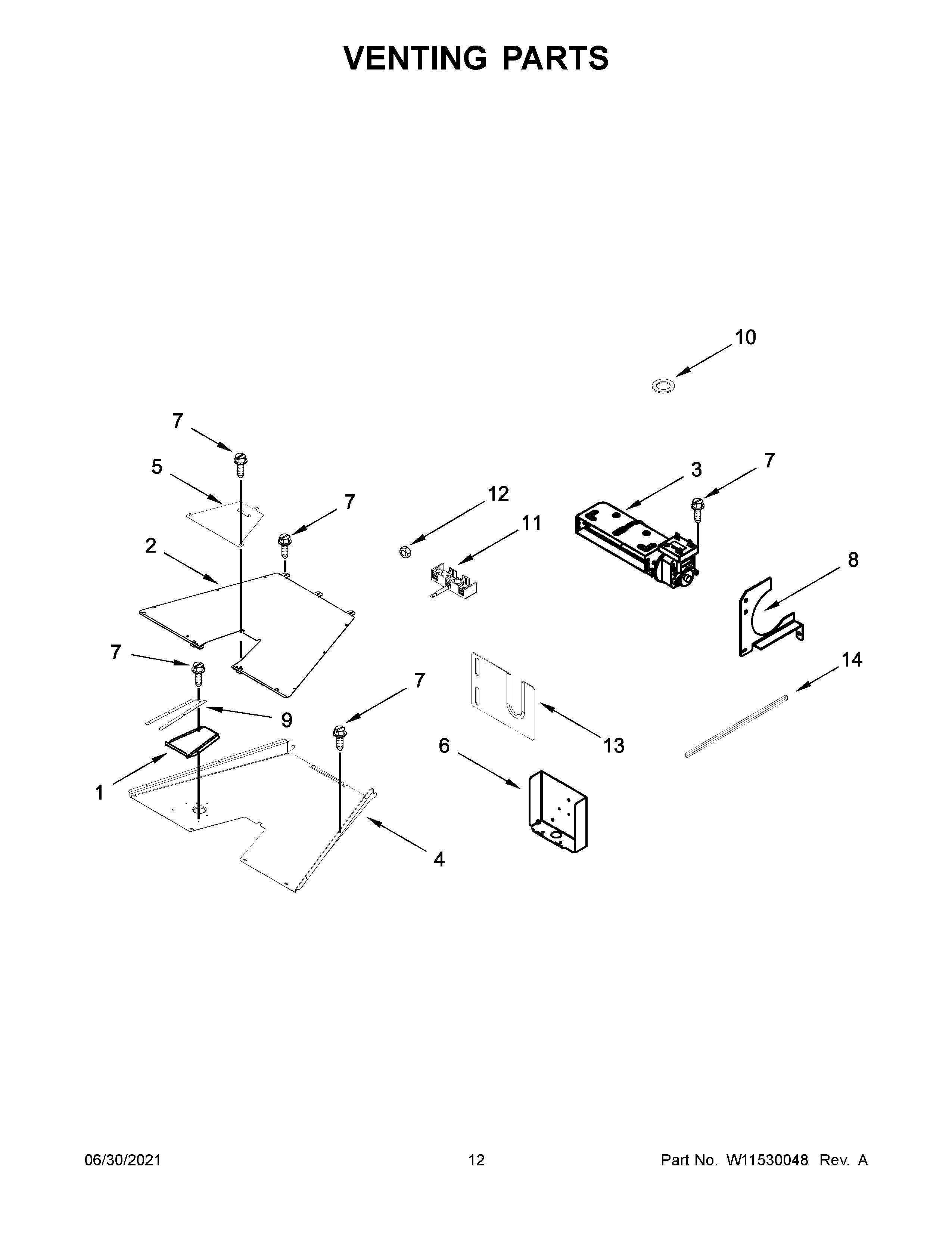 Jenn-Air JDRP748HM01 venting parts diagram