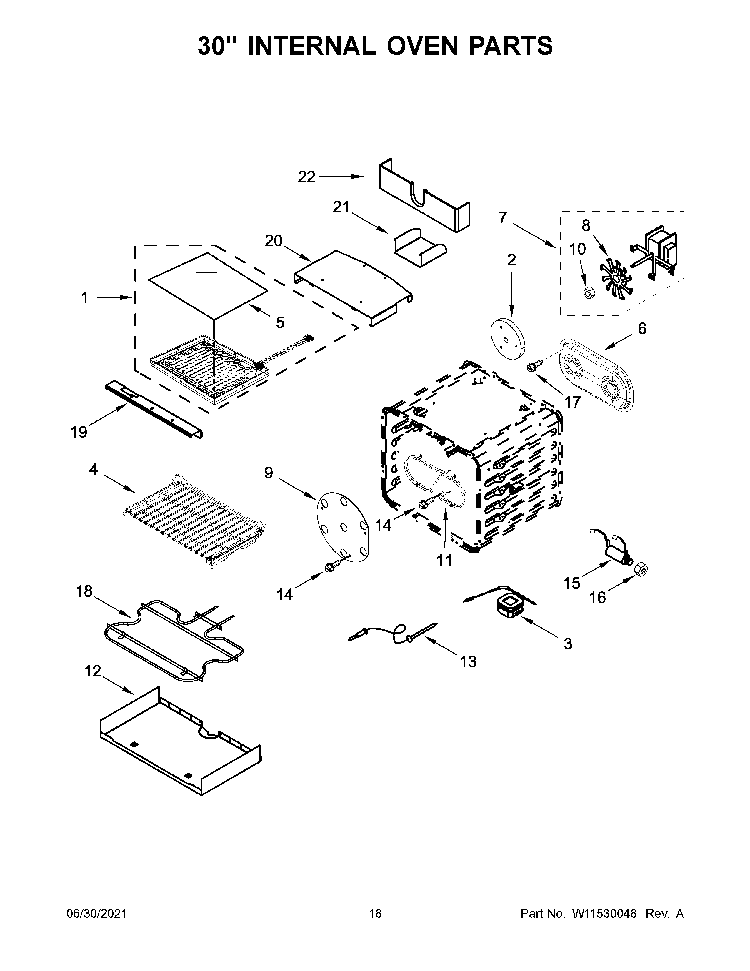 Jenn-Air JDRP748HM01 30" internal oven parts diagram