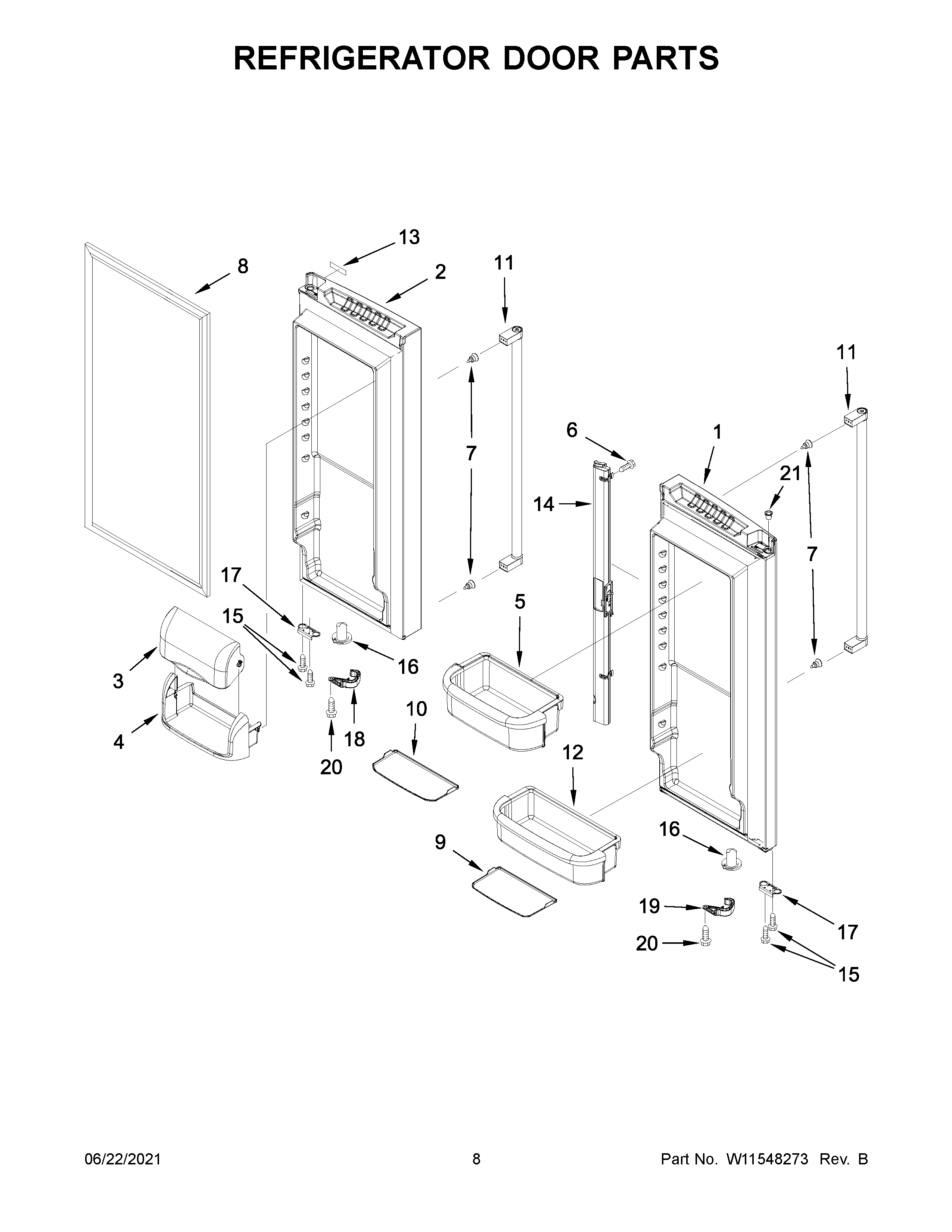 KitchenAid KRFF305EWH06 refrigerator door parts diagram