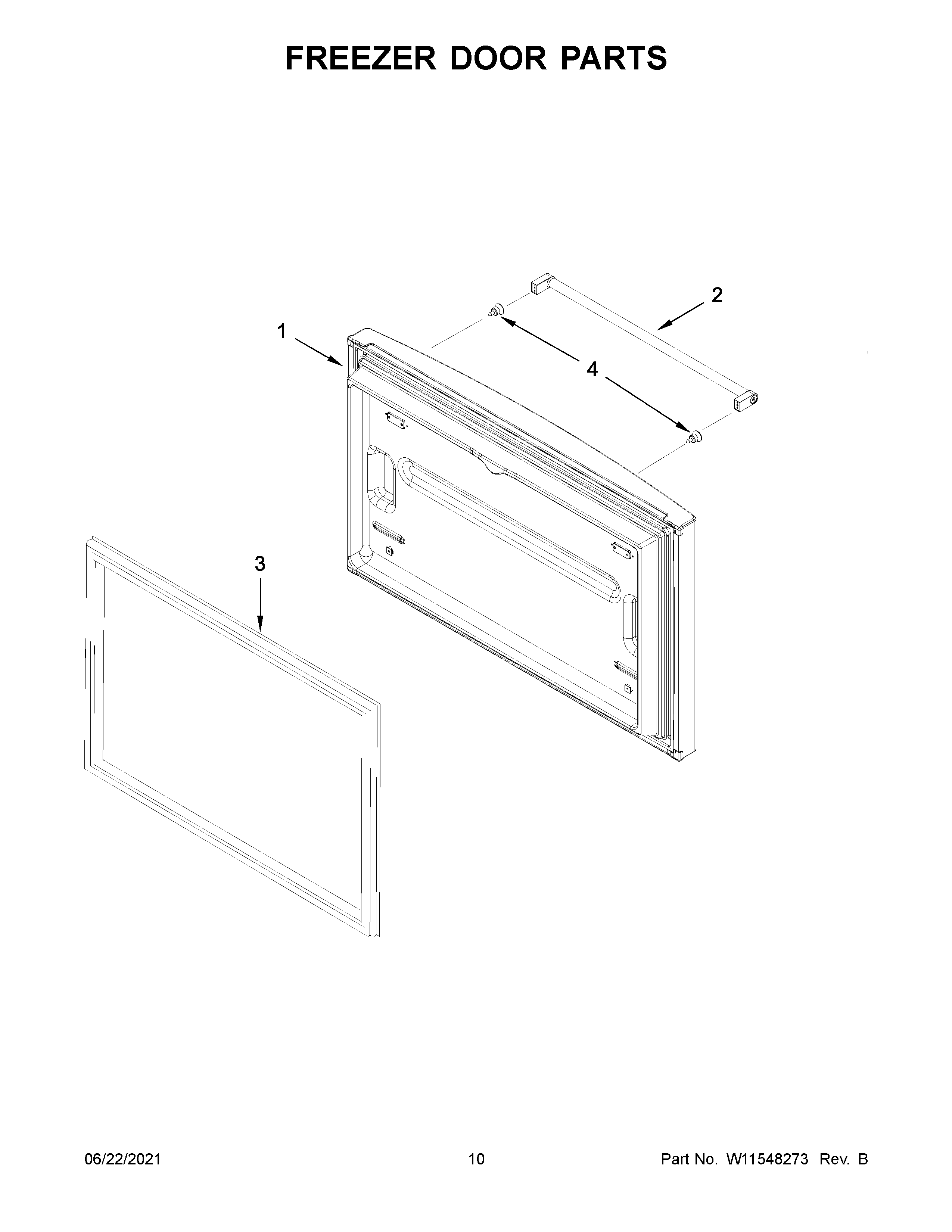 KitchenAid KRFF305EWH06 freezer door parts diagram