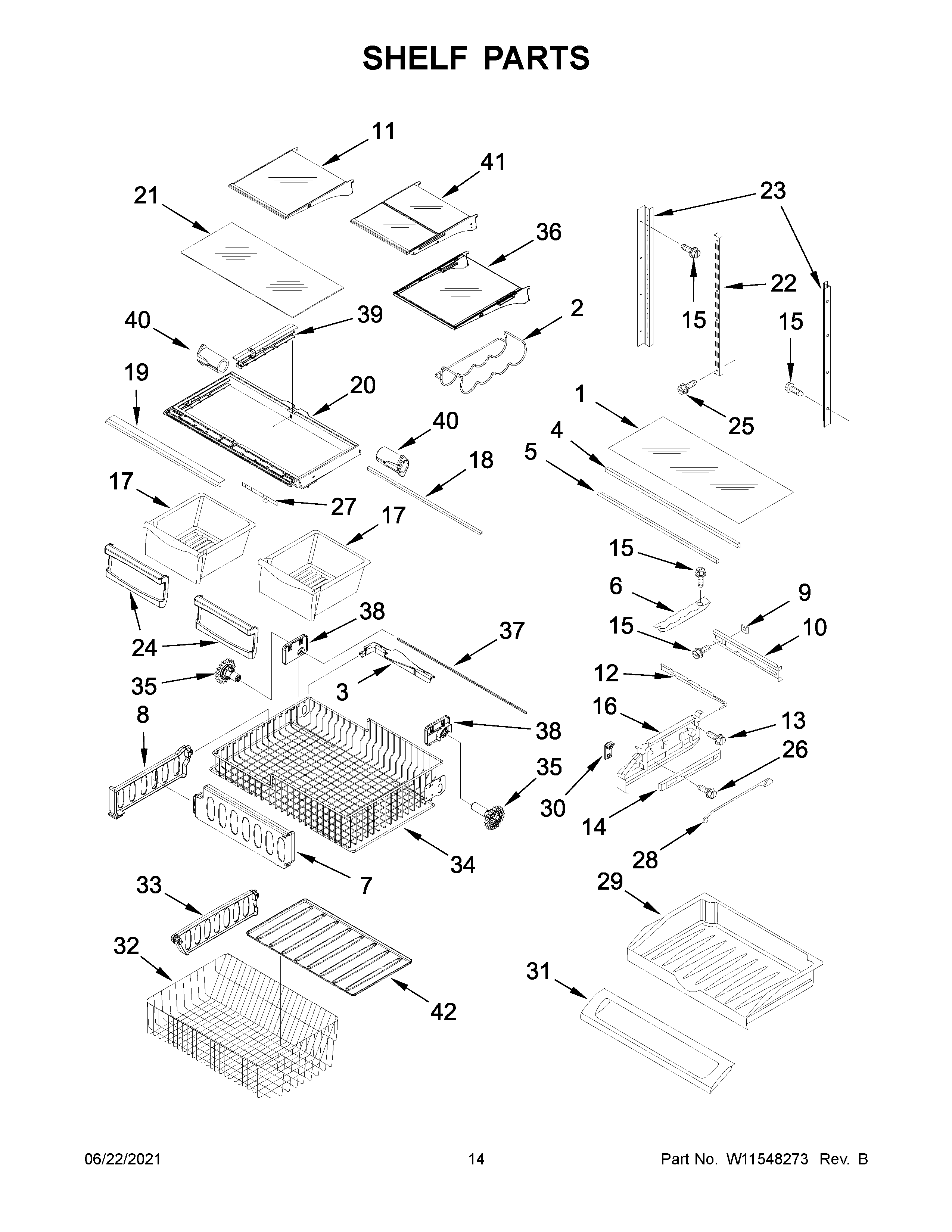 KitchenAid KRFF305EWH06 shelf parts diagram