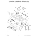 KitchenAid KFDC558JMH01 cooktop, burner and grate parts diagram