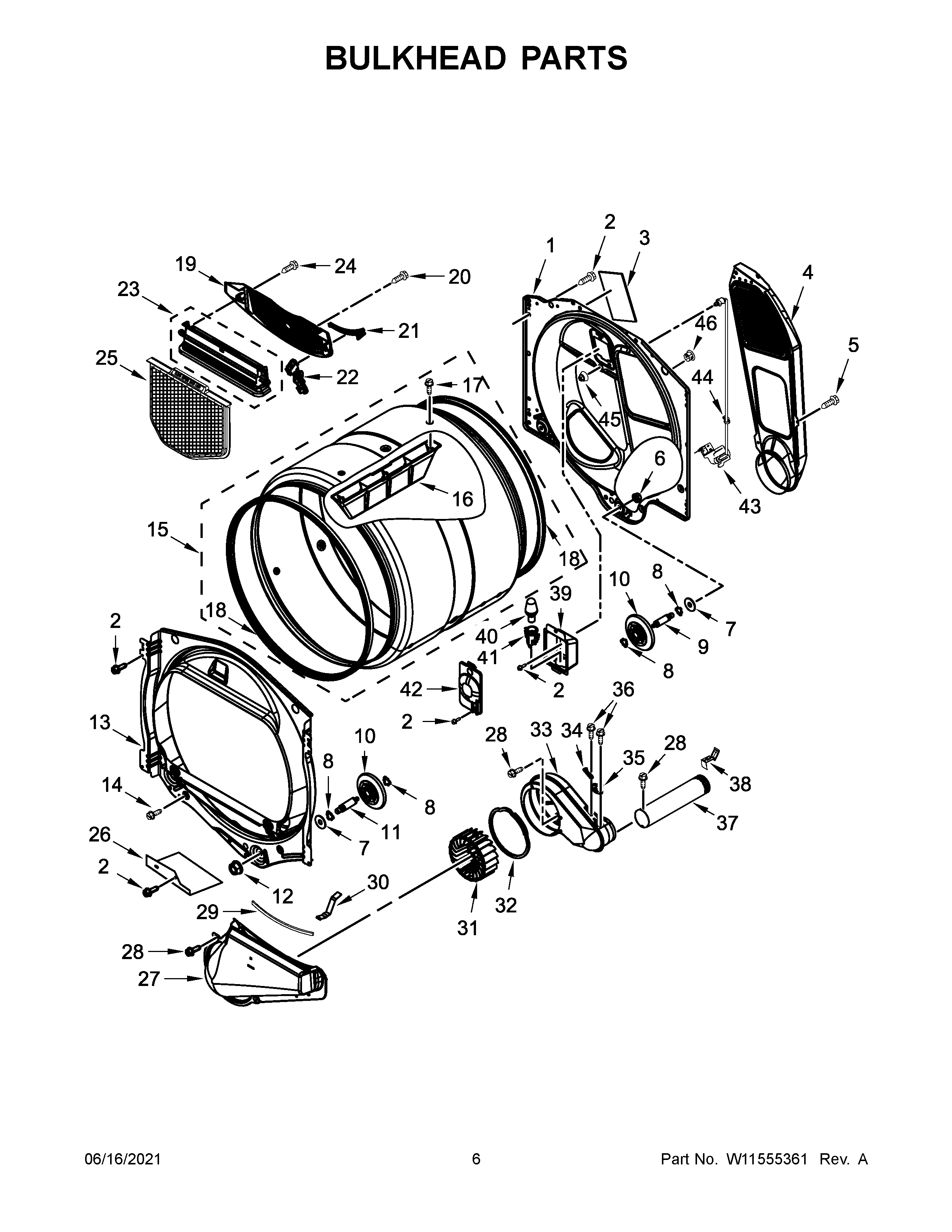 Whirlpool YWED7120HC2 bulkhead parts diagram