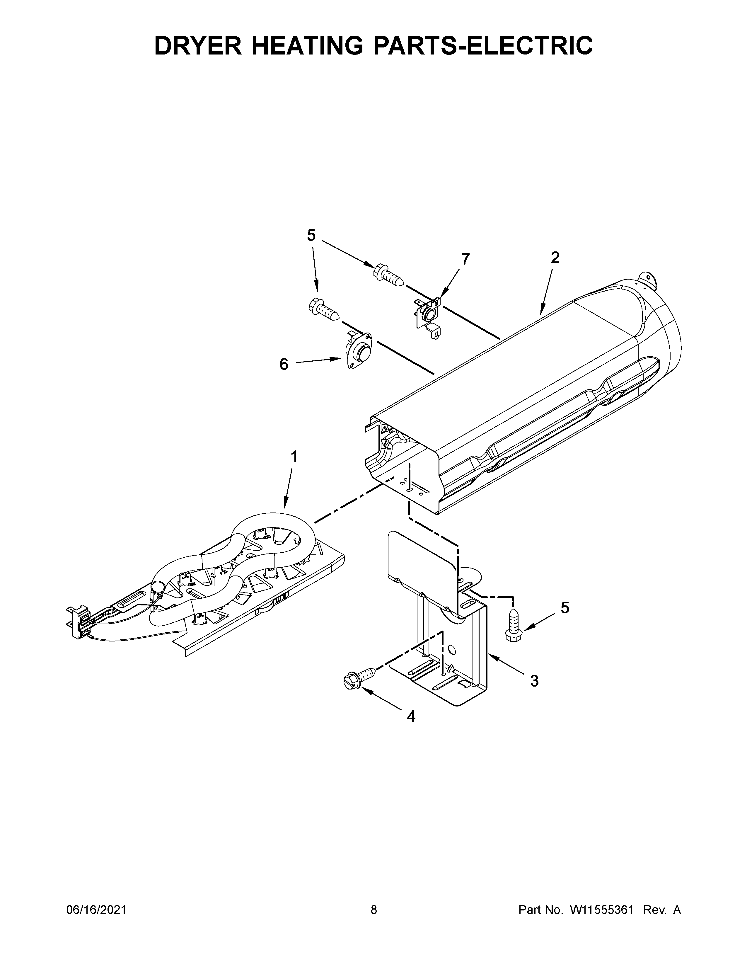Whirlpool YWED7120HC2 dryer heating parts-electric diagram