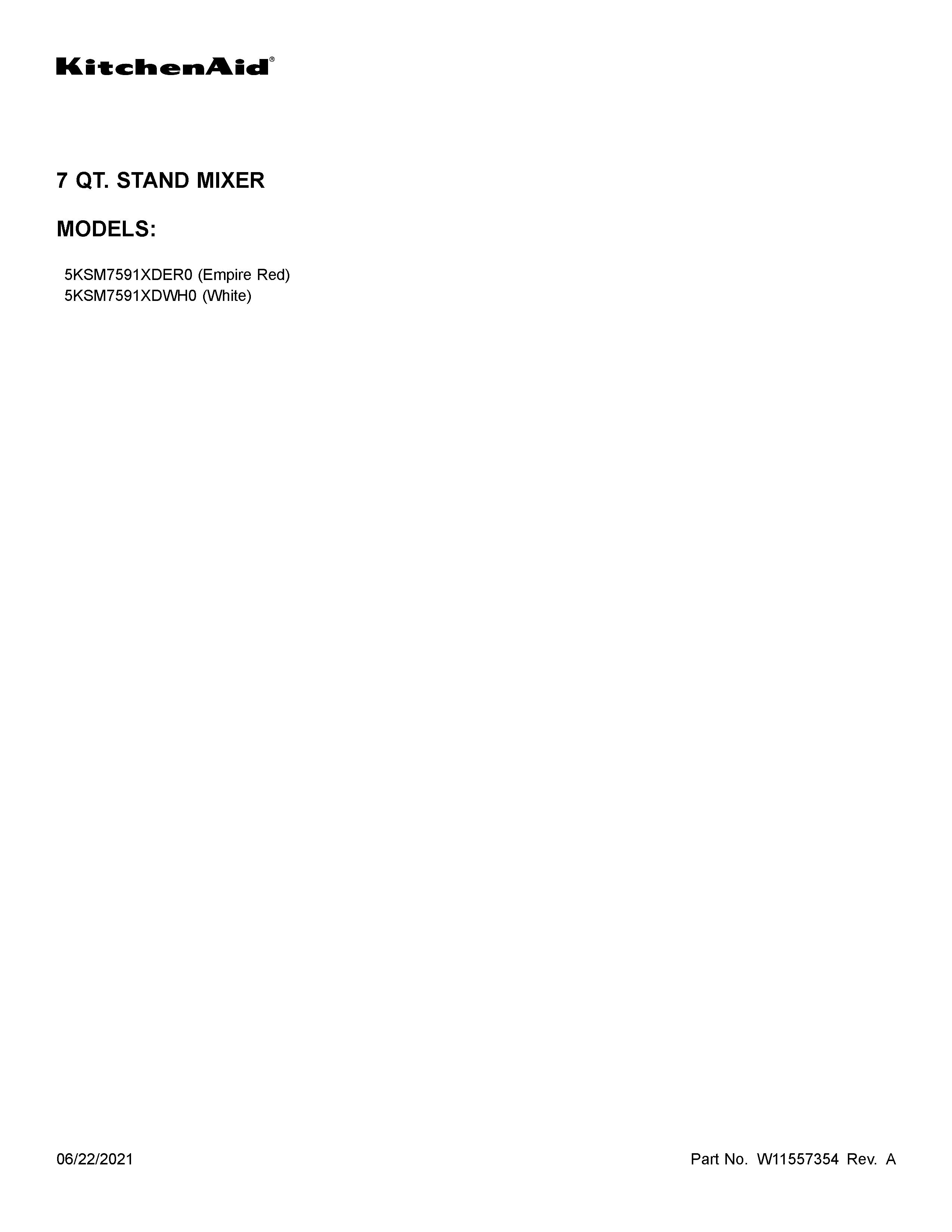 KitchenAid 5KSM7591XDER0 cover sheet diagram