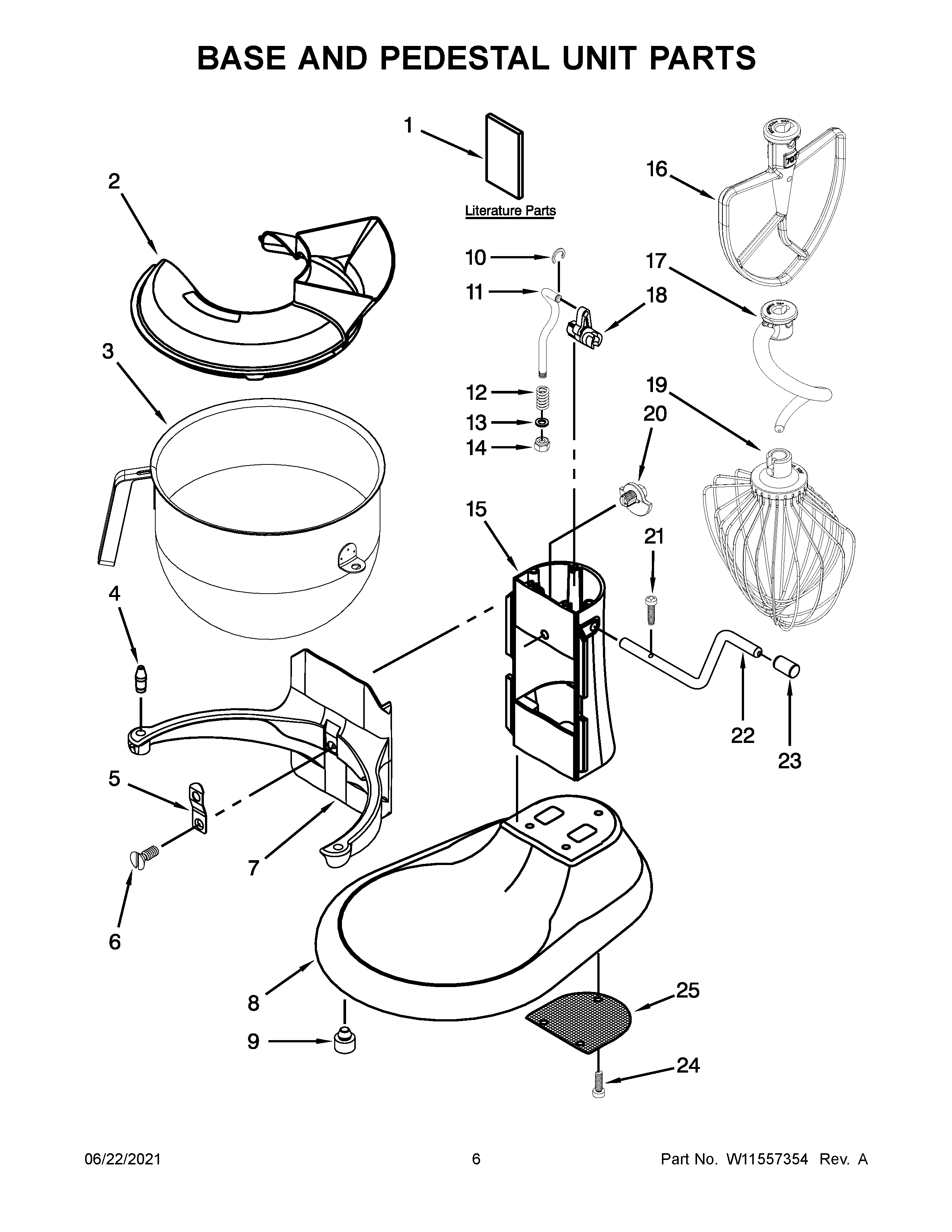 KitchenAid 5KSM7591XDER0 base and pedestal unit parts diagram