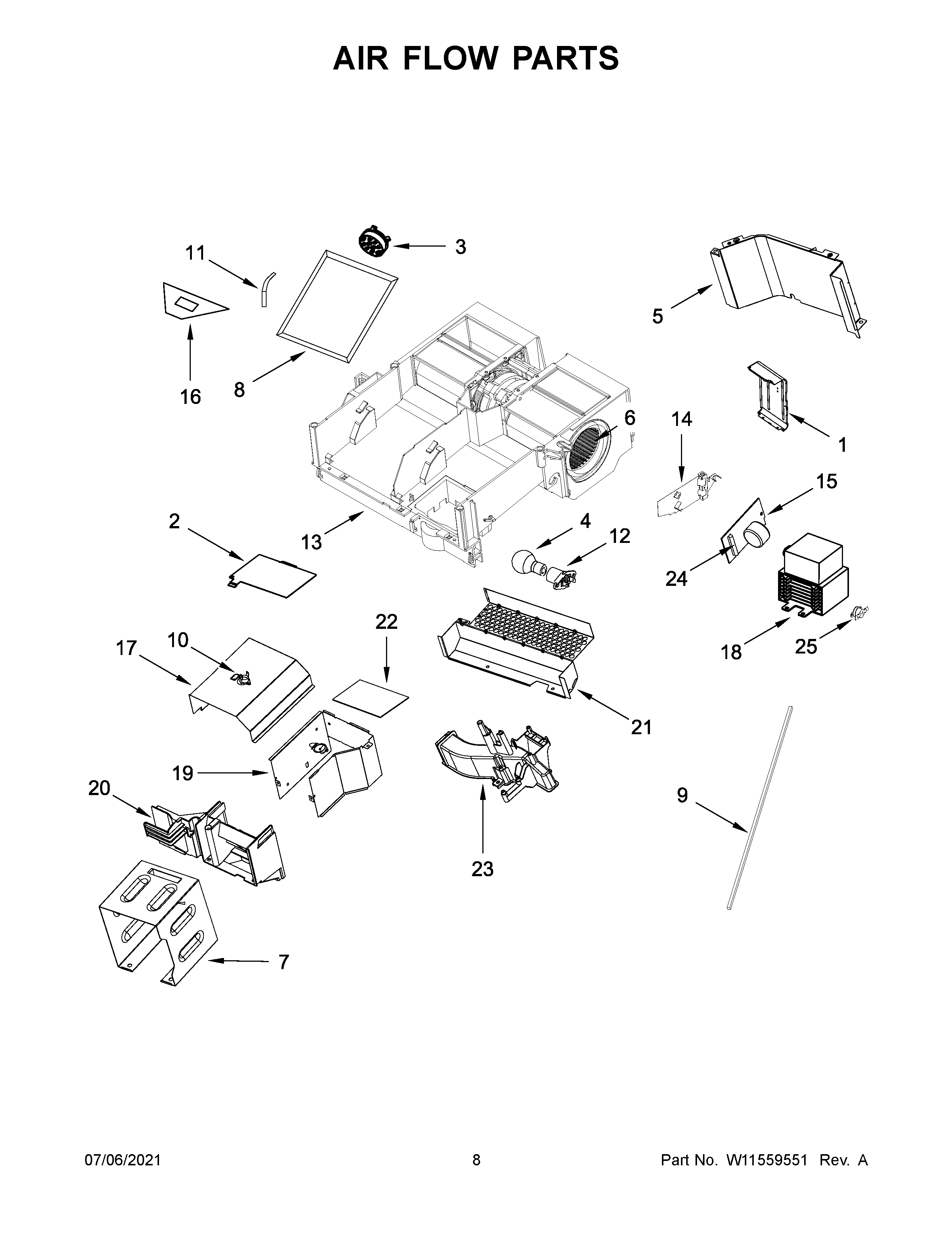 Whirlpool YWMH78019HZ04 air flow parts diagram