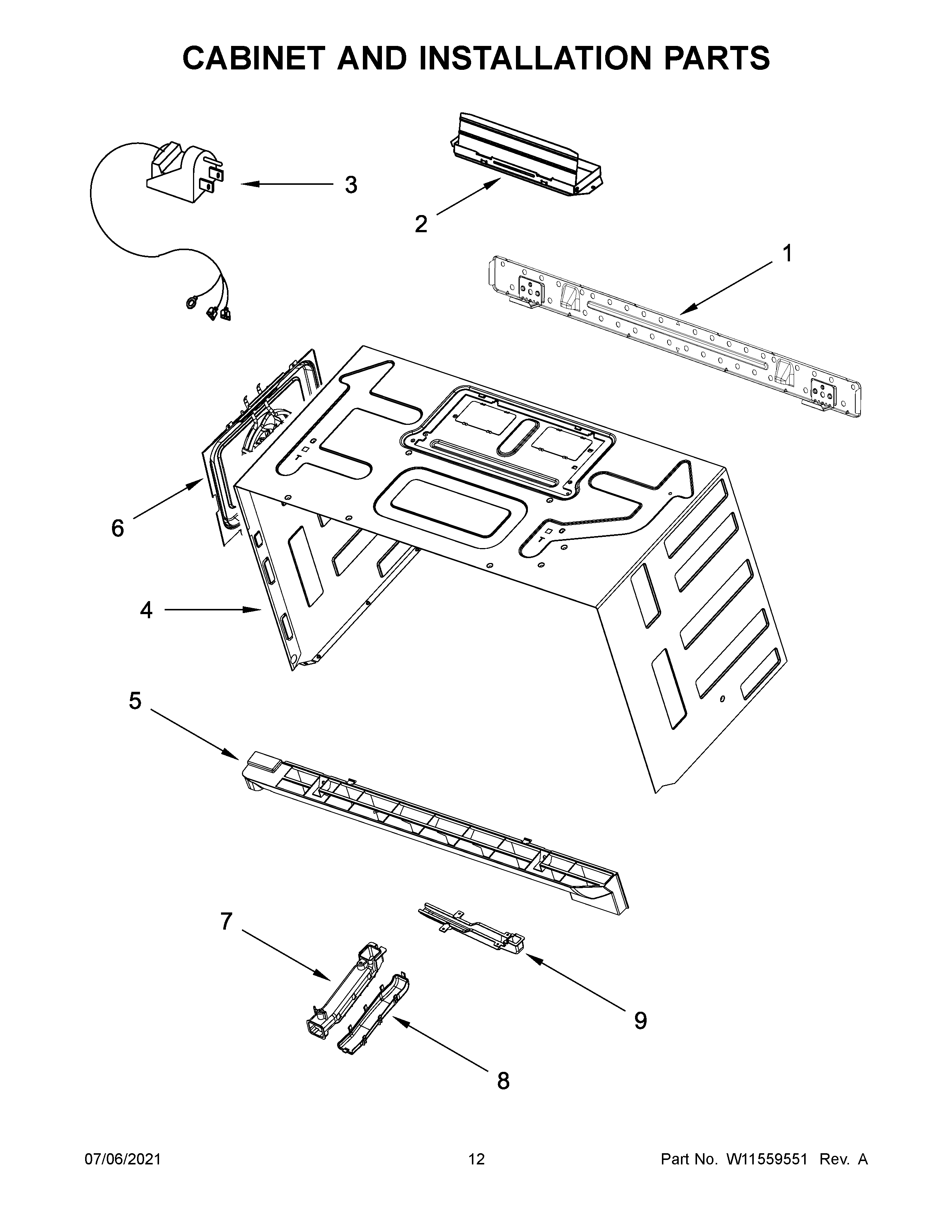 Whirlpool YWMH78019HZ04 cabinet and installation parts diagram